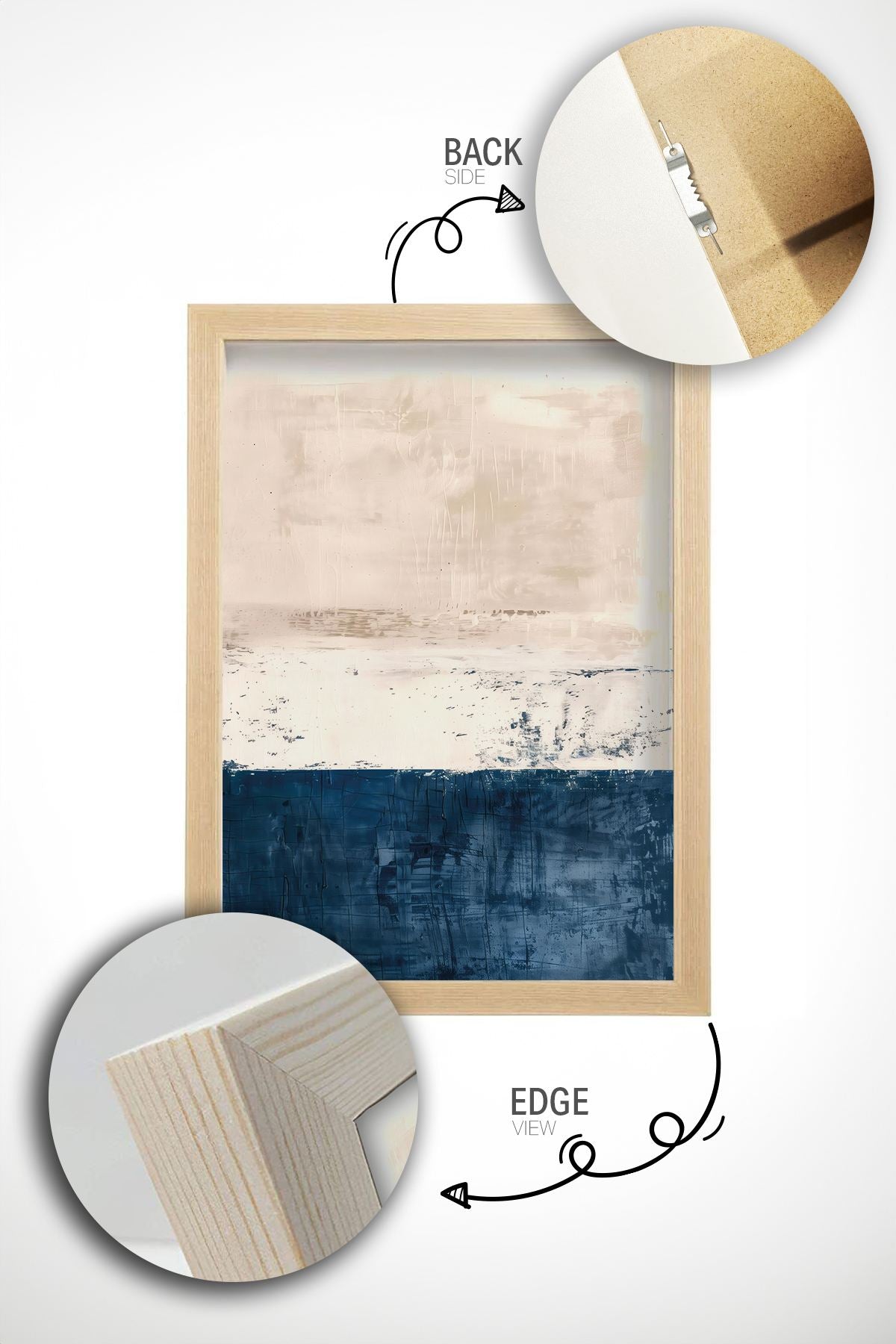 Quadro Decorativo Multicolor com Moldura de Madeira Maciça - 33x48cm - Impressão Digital Premium