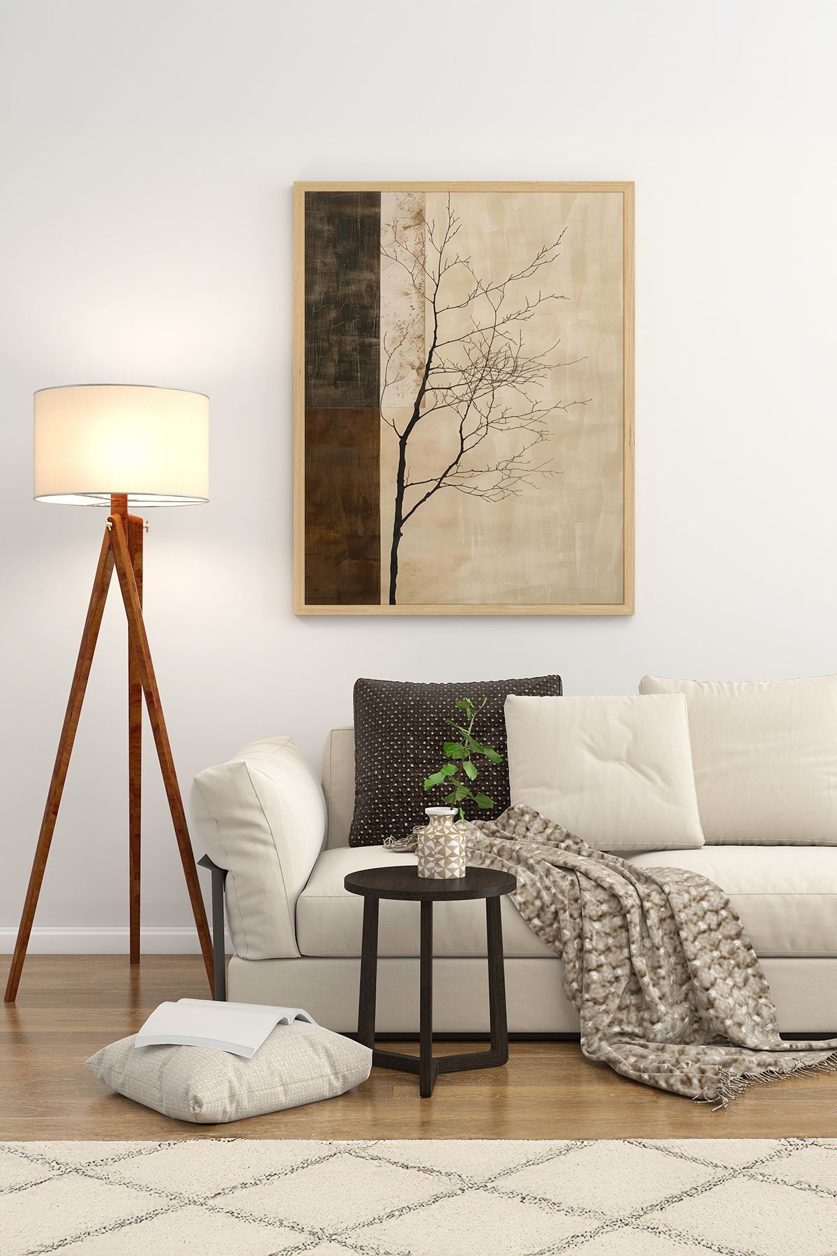 Quadro Decorativo Multicolor com Moldura de Madeira Maciça - 33x48cm - Impressão Digital Premium