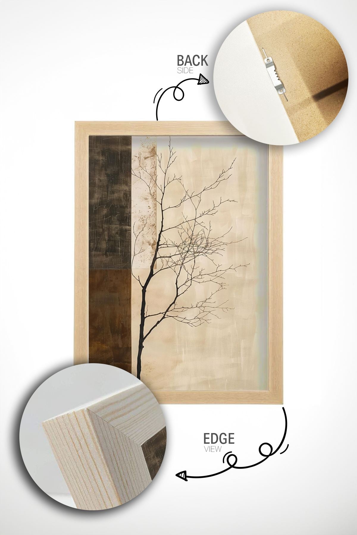 Quadro Decorativo Multicolor com Moldura de Madeira Maciça - 33x48cm - Impressão Digital Premium