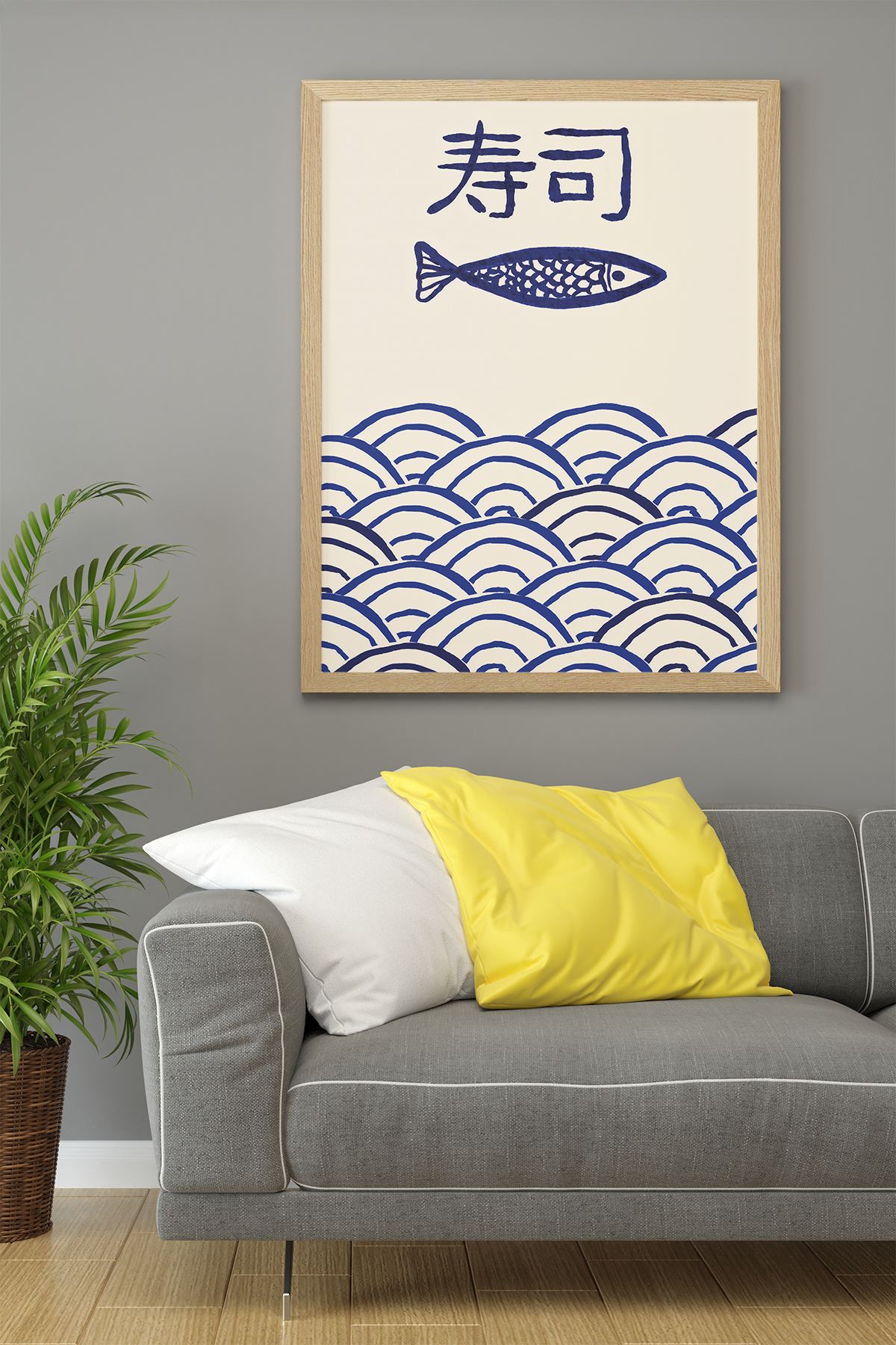 Quadro Decorativo Multicolor com Moldura de Madeira Maciça - 33x48cm - Impressão Digital Premium