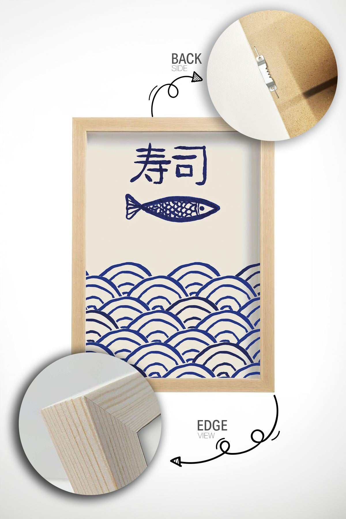 Quadro Decorativo Multicolor com Moldura de Madeira Maciça - 33x48cm - Impressão Digital Premium