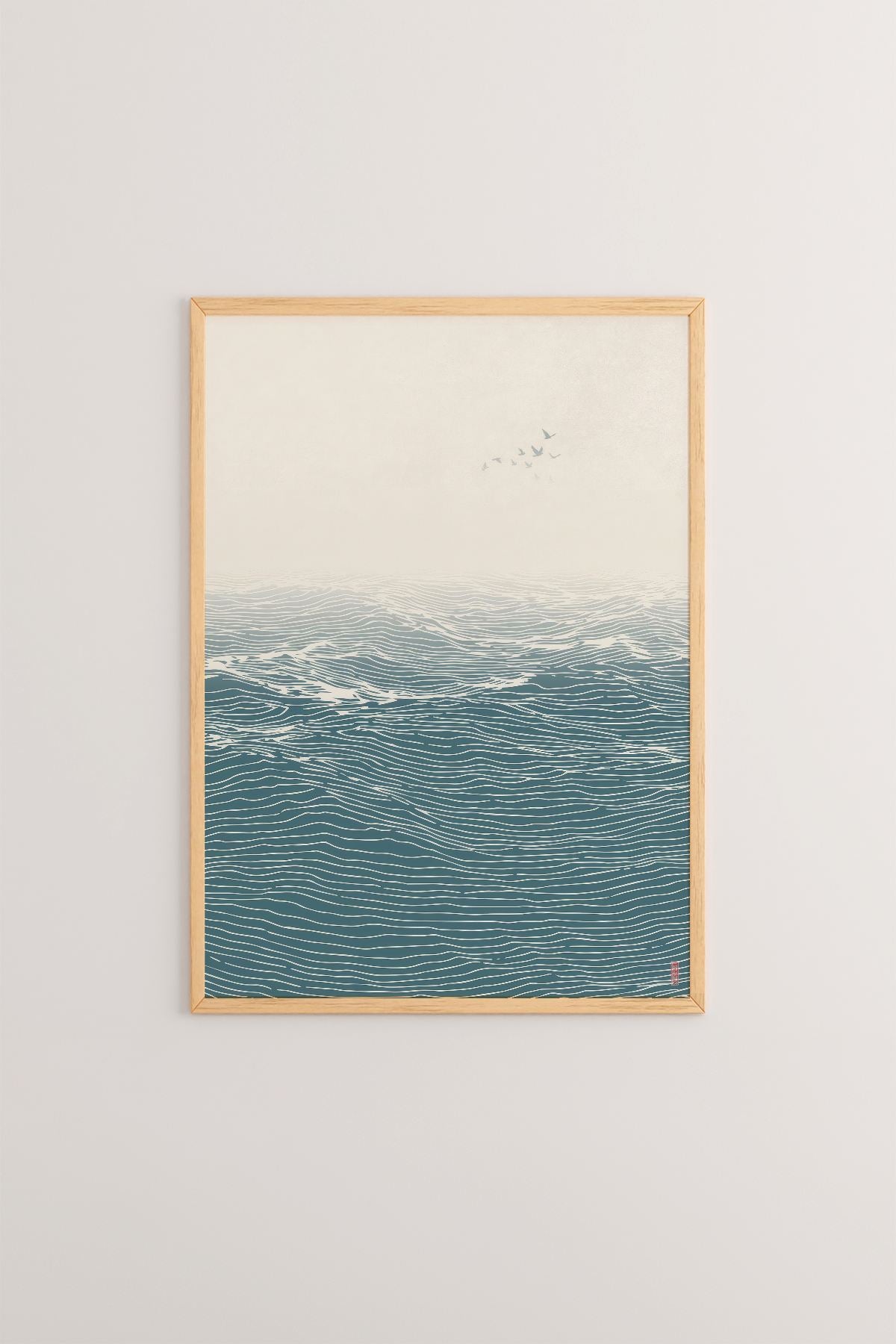 Quadro Decorativo Multicolor com Moldura de Madeira Maciça - 33x48cm - Impressão Digital Premium