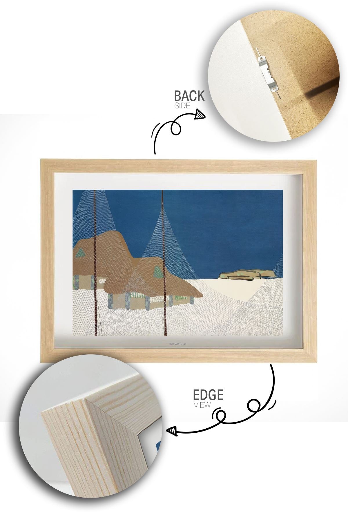 Quadro Decorativo Multicolor com Moldura de Madeira Maciça - 33x48cm - Impressão Digital Premium