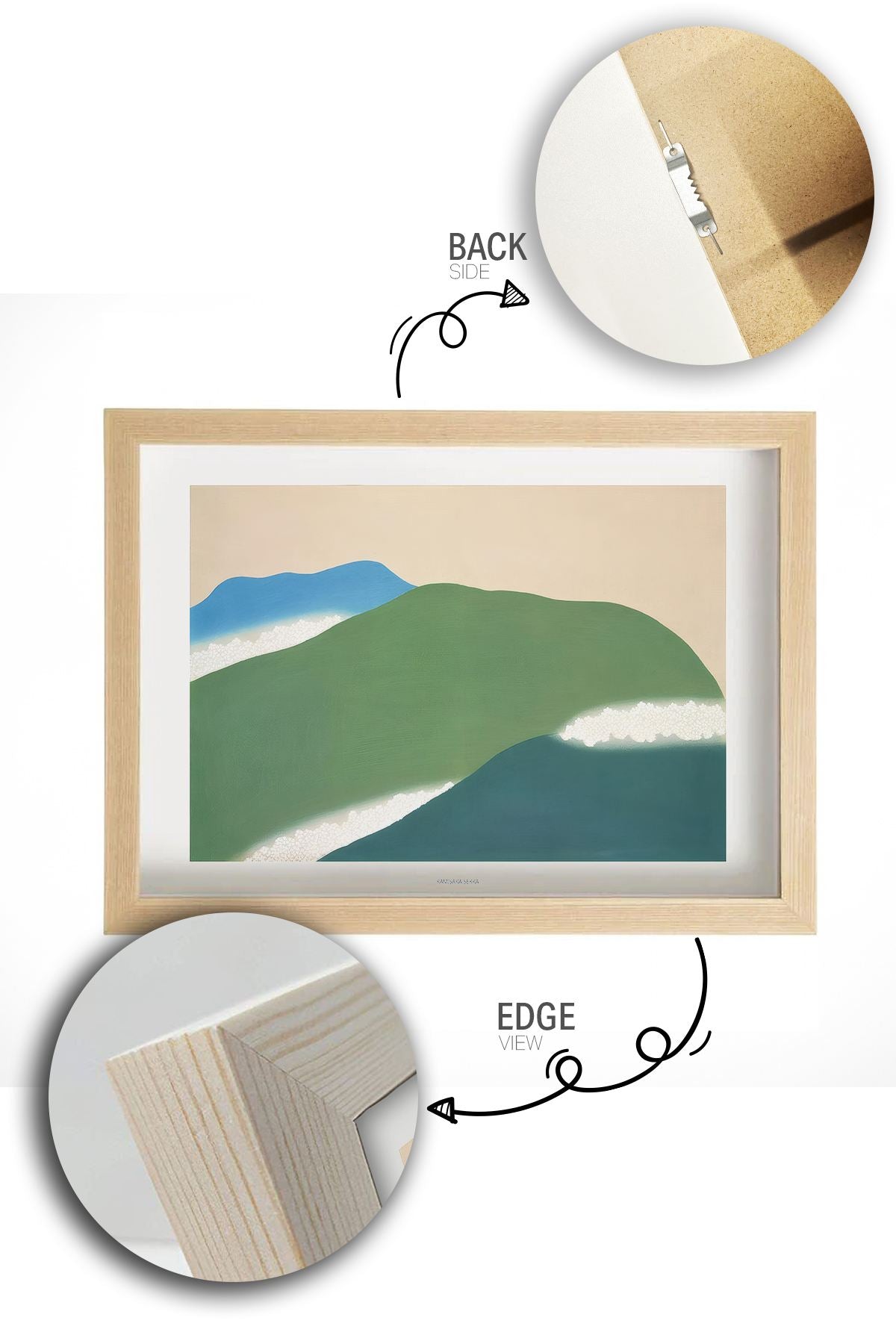 Quadro Decorativo Multicolor com Moldura de Madeira Maciça - 33x48cm - Impressão Digital de Alta Qualidade