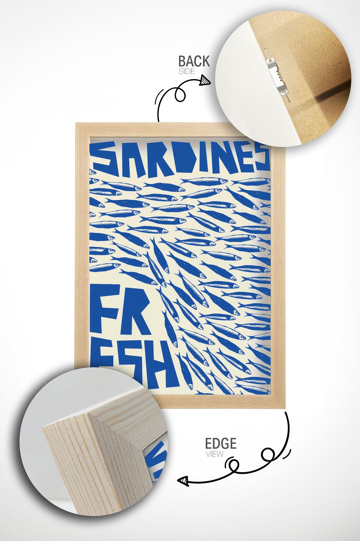 Quadro Decorativo Multicolor com Moldura de Madeira Maciça - Impressão Digital 33x48cm