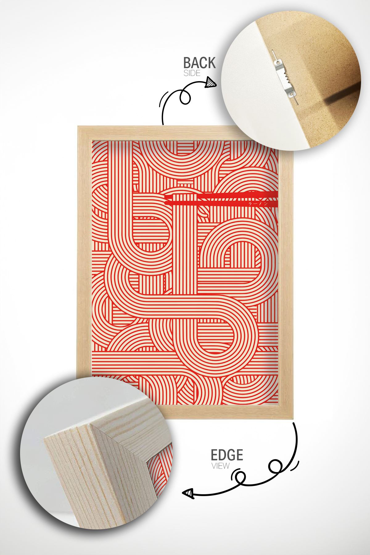 Quadro Decorativo Multicolor com Moldura de Madeira Maciça - Impressão Digital Premium 33x48cm