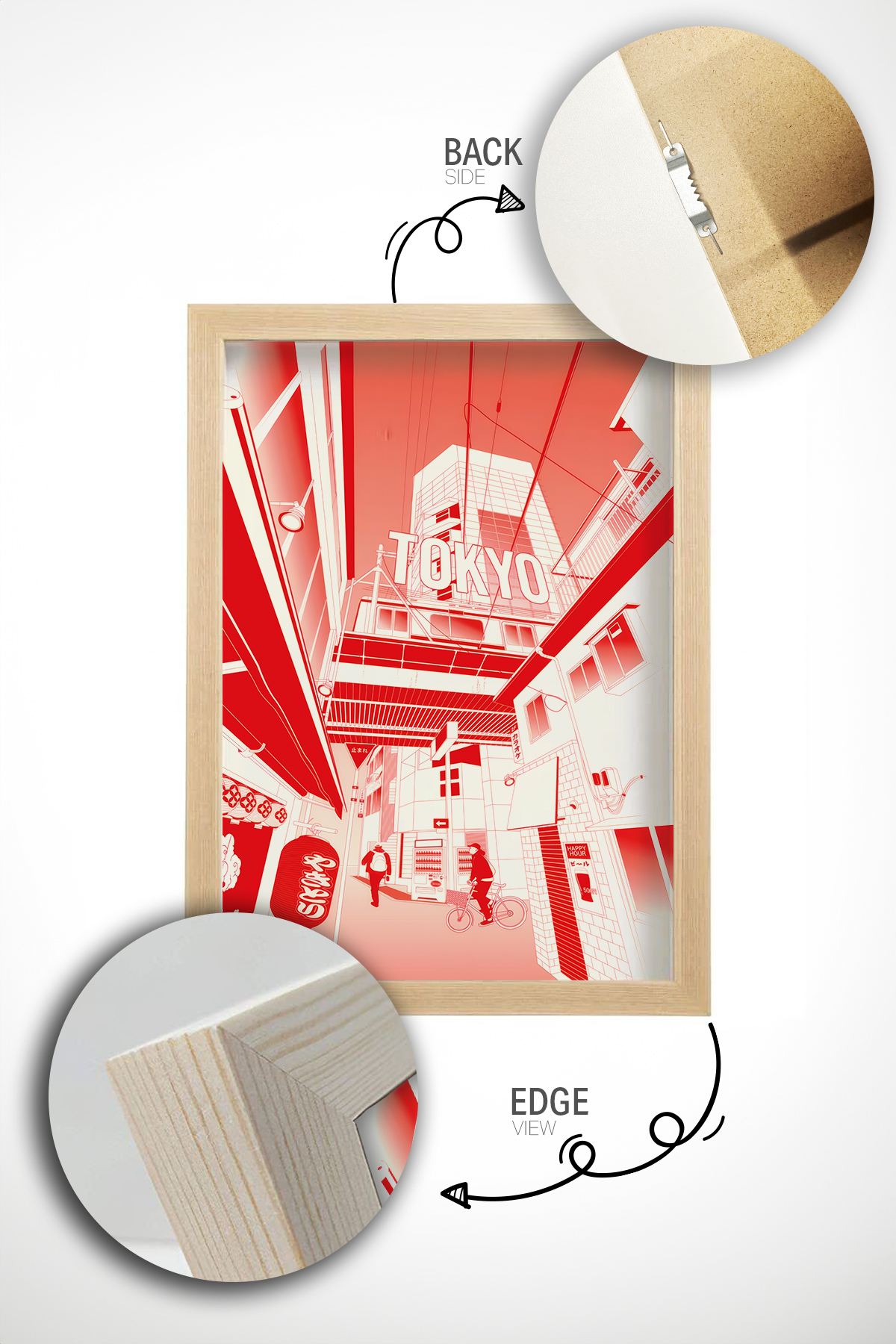 Quadro Decorativo Multicolor com Moldura de Madeira Maciça - Impressão Digital 33x48cm