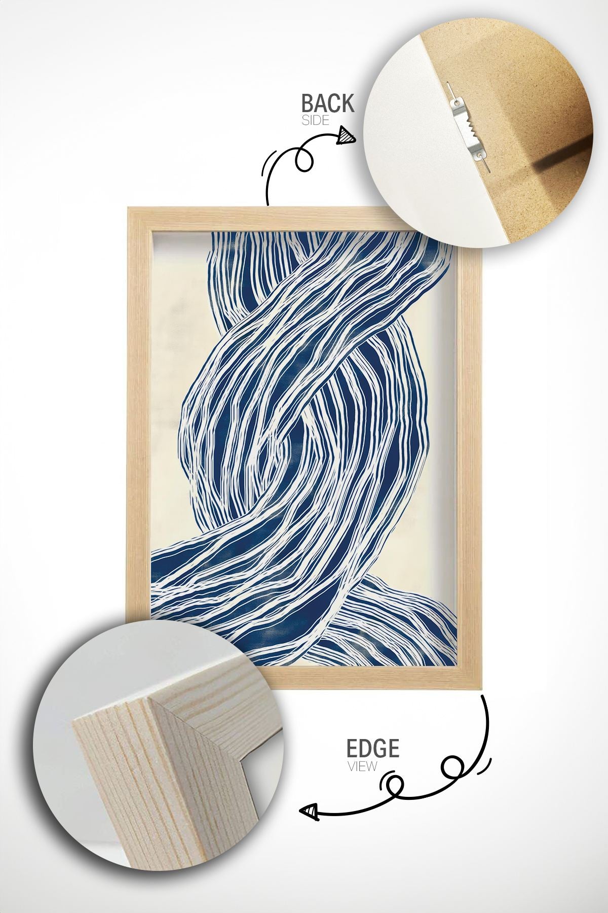 Quadro Decorativo Multicolor com Moldura de Madeira Maciça - Impressão Digital 33x48cm