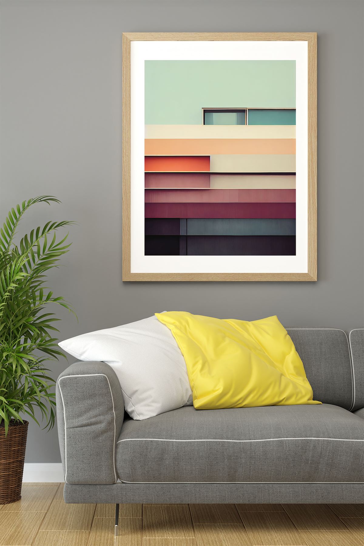 Quadro Decorativo Multicolor com Moldura de Madeira Maciça - Impressão Digital Premium 33x48cm