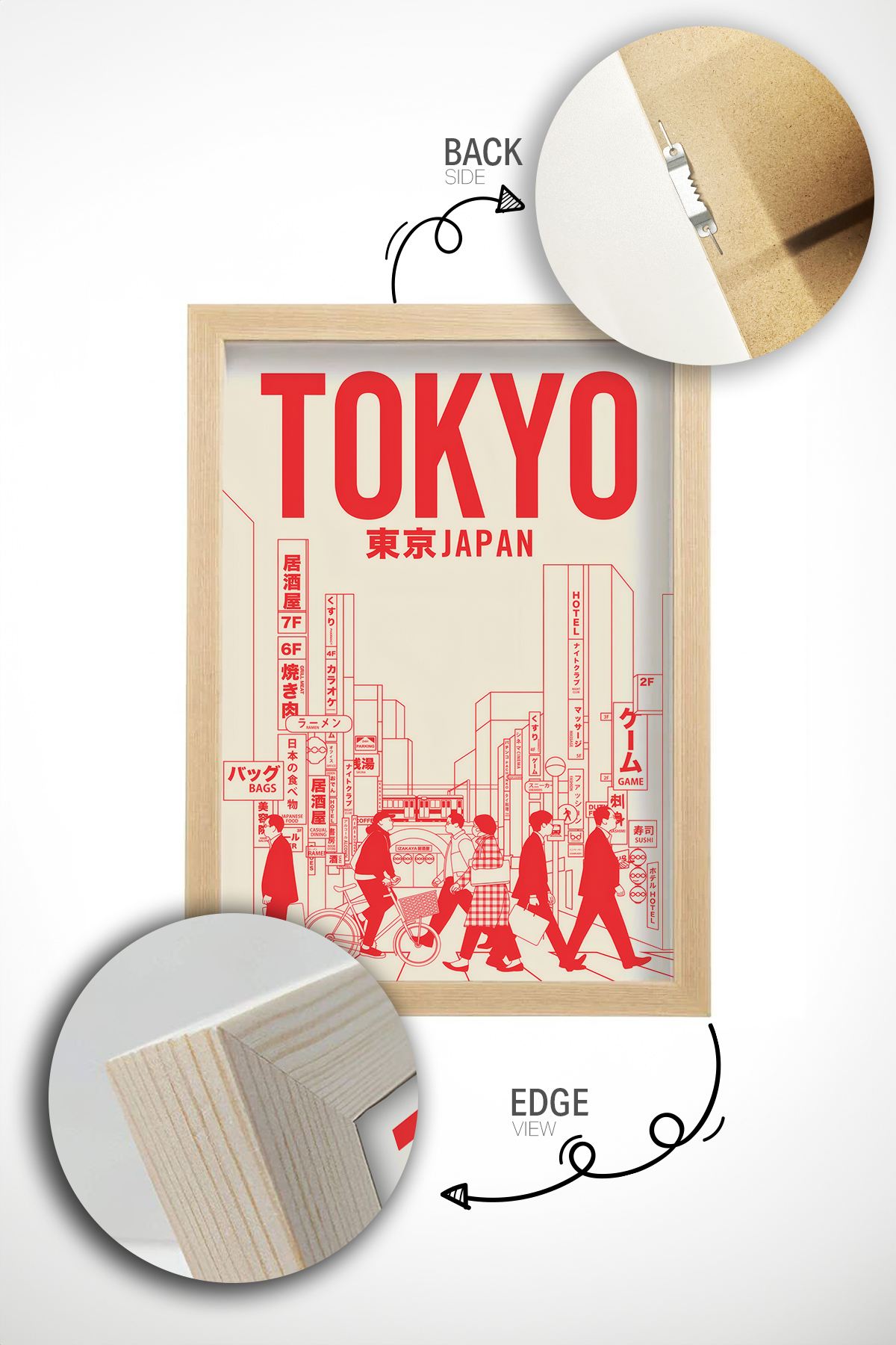 Quadro Decorativo Multicolor com Moldura de Madeira Maciça - Impressão Digital 33x48cm