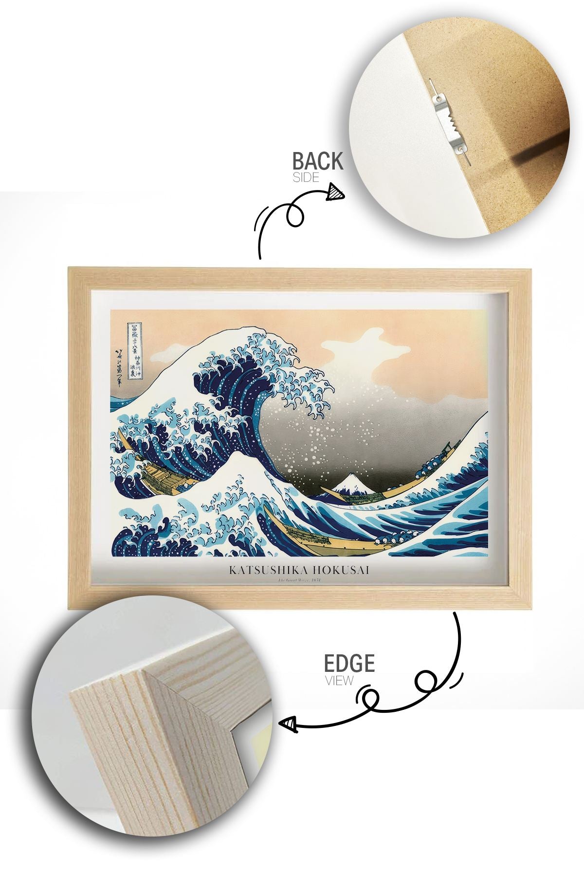 Quadro Decorativo Multicolor com Moldura de Madeira Maciça - Impressão Digital Premium 33x48cm