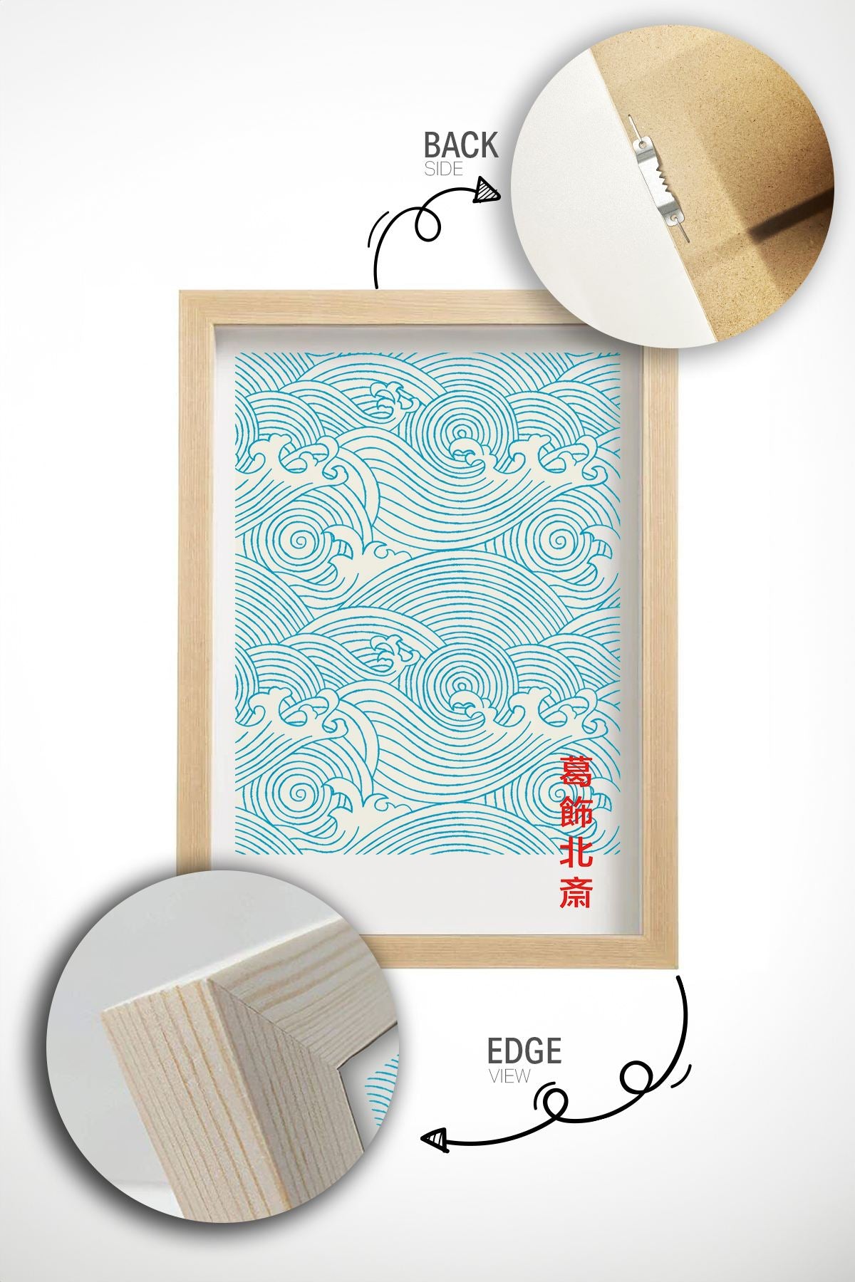 Quadro Decorativo Multicolor com Moldura de Madeira Maciça - 33x48cm - Impressão Digital de Alta Qualidade