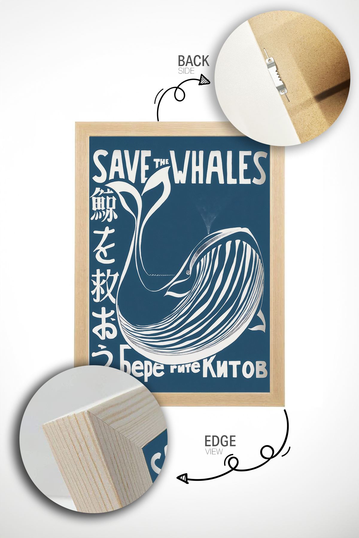 Quadro Decorativo Multicolor com Moldura de Madeira Maciça - 33x48cm - Impressão Digital Premium