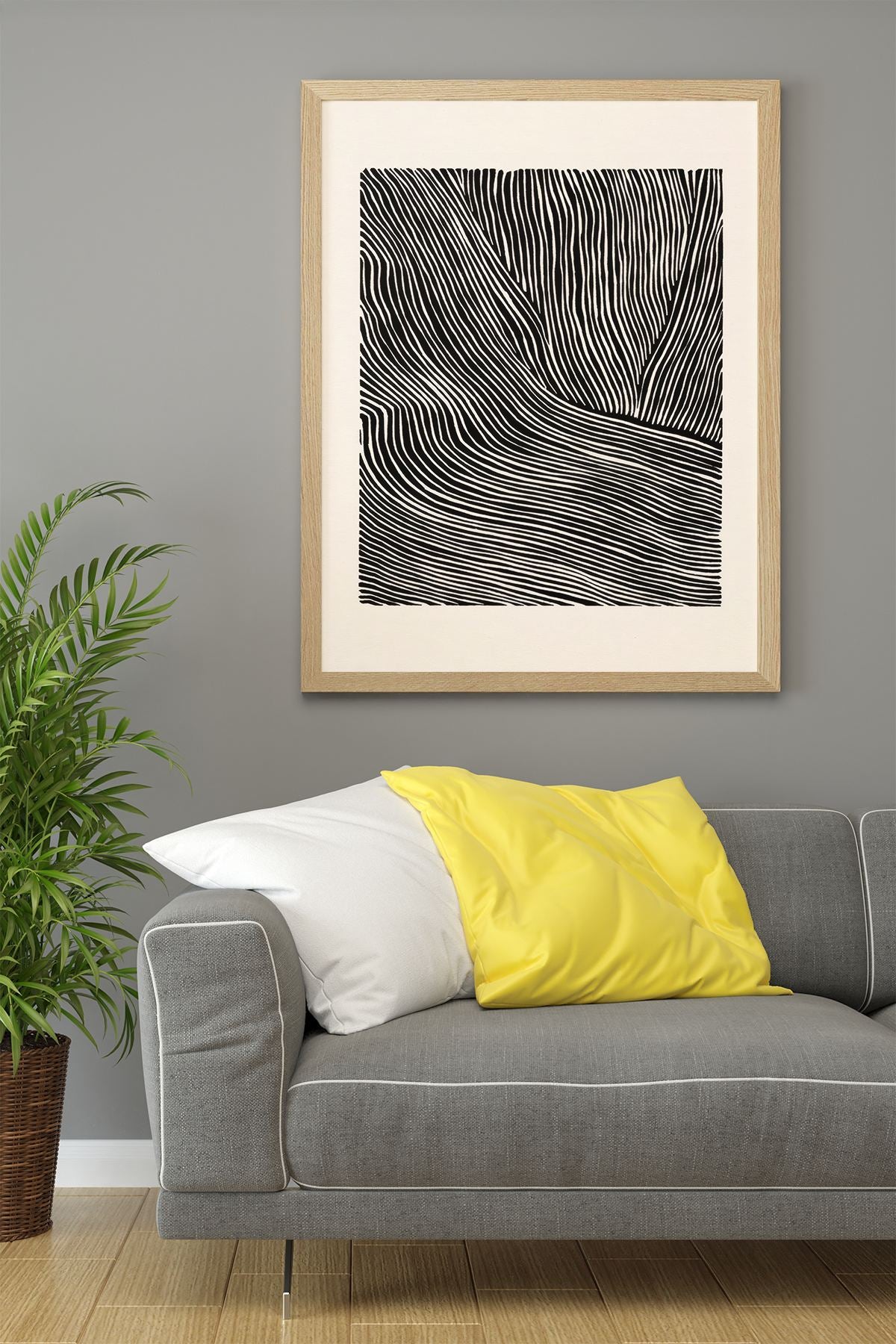 Quadro Decorativo Multicolor com Moldura de Madeira Maciça - Impressão Digital 33x48cm