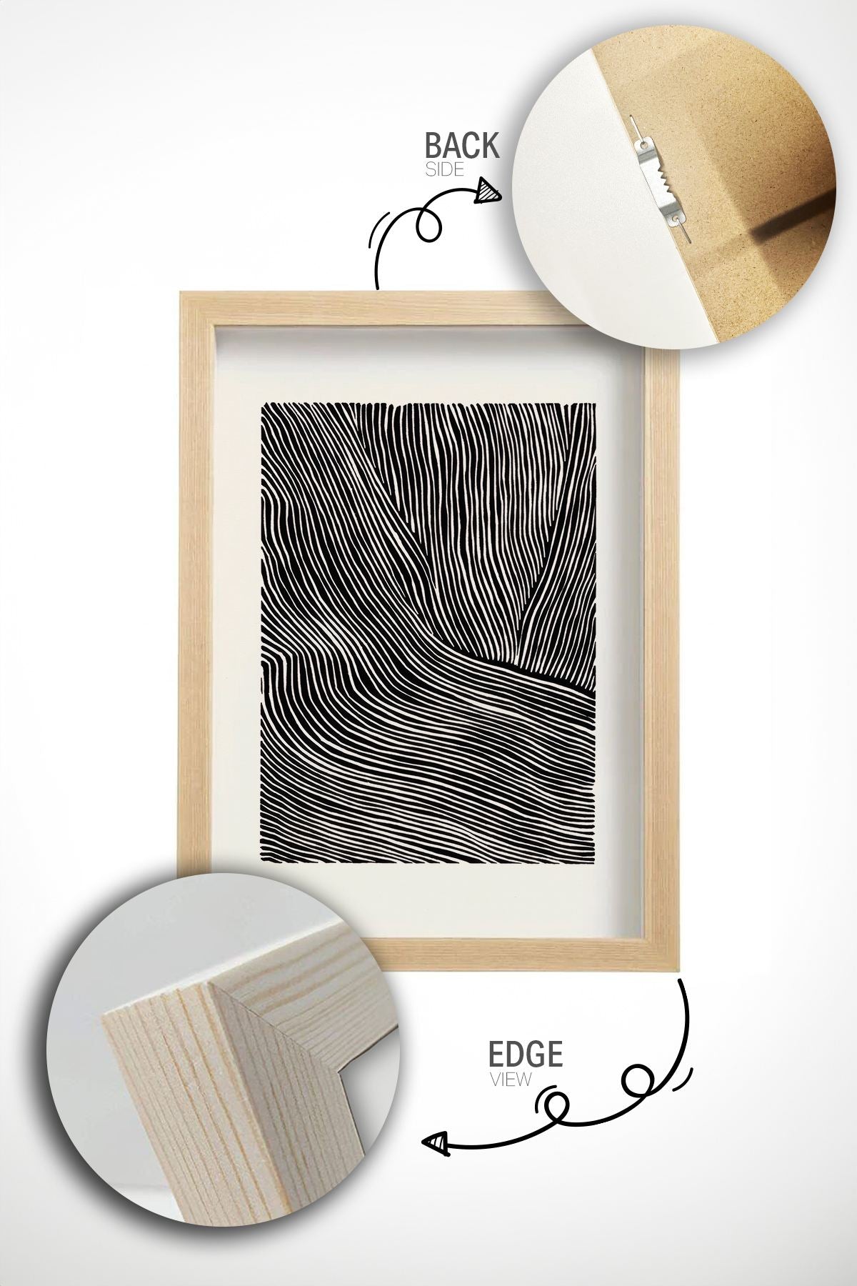 Quadro Decorativo Multicolor com Moldura de Madeira Maciça - Impressão Digital 33x48cm