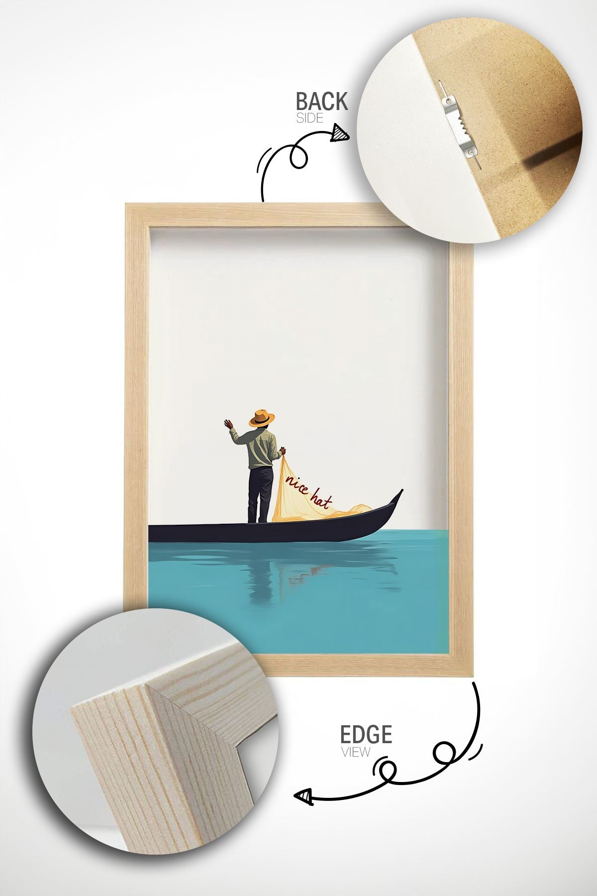 Quadro Decorativo Multicolor com Moldura de Madeira Maciça - 33x48cm - Impressão Digital de Alta Qualidade