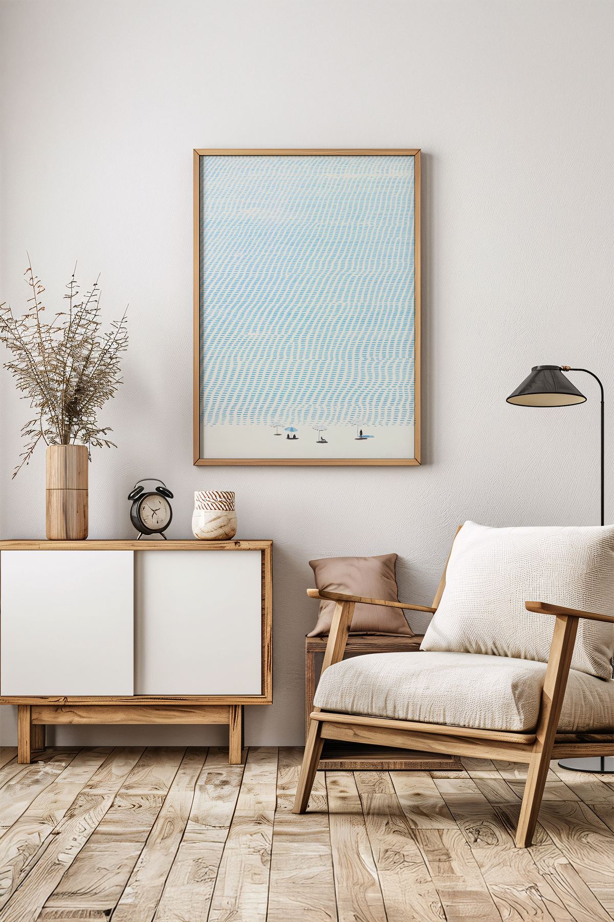 Quadro Decorativo Multicolor com Moldura de Madeira Maciça - 33x48cm - Impressão Digital de Alta Qualidade