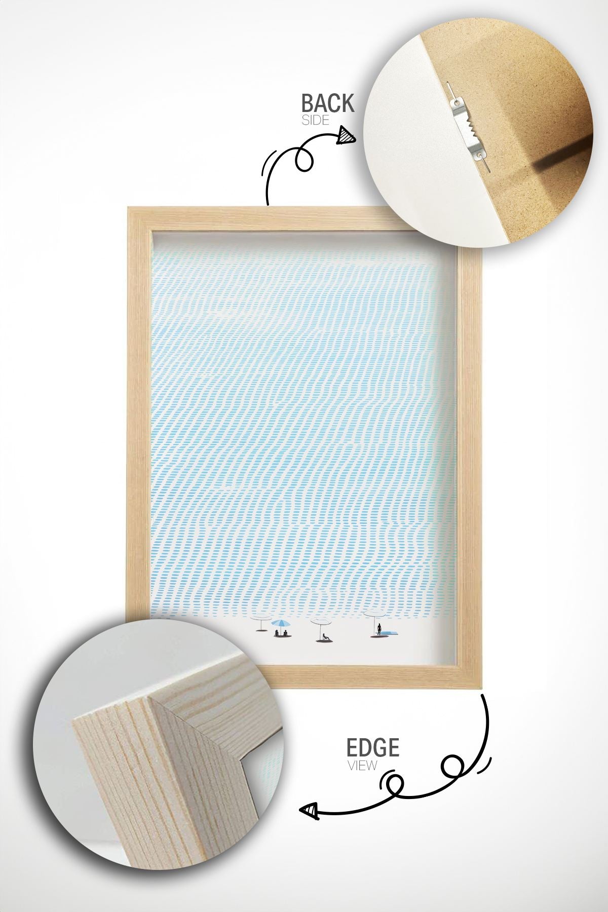 Quadro Decorativo Multicolor com Moldura de Madeira Maciça - 33x48cm - Impressão Digital de Alta Qualidade