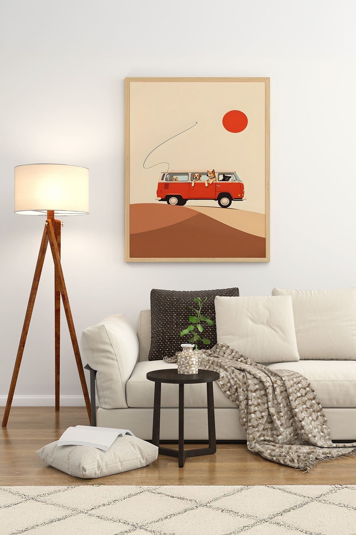 Quadro Decorativo Multicolor com Moldura de Madeira Maciça - 33x48cm - Impressão Digital de Alta Qualidade