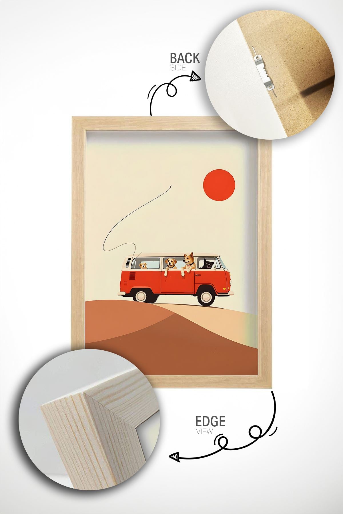 Quadro Decorativo Multicolor com Moldura de Madeira Maciça - 33x48cm - Impressão Digital de Alta Qualidade