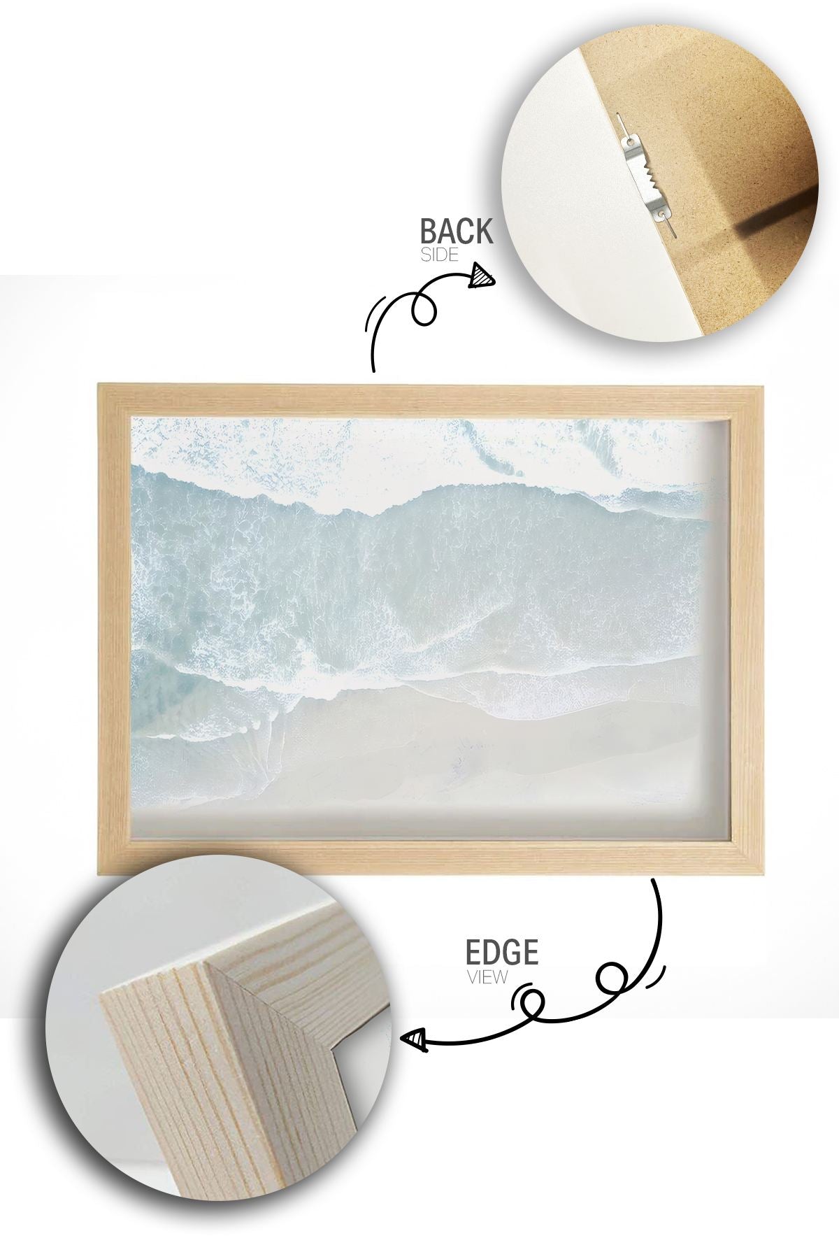 Quadro Decorativo Multicolor com Moldura de Madeira Maciça - 33x48cm - Impressão Digital de Alta Qualidade