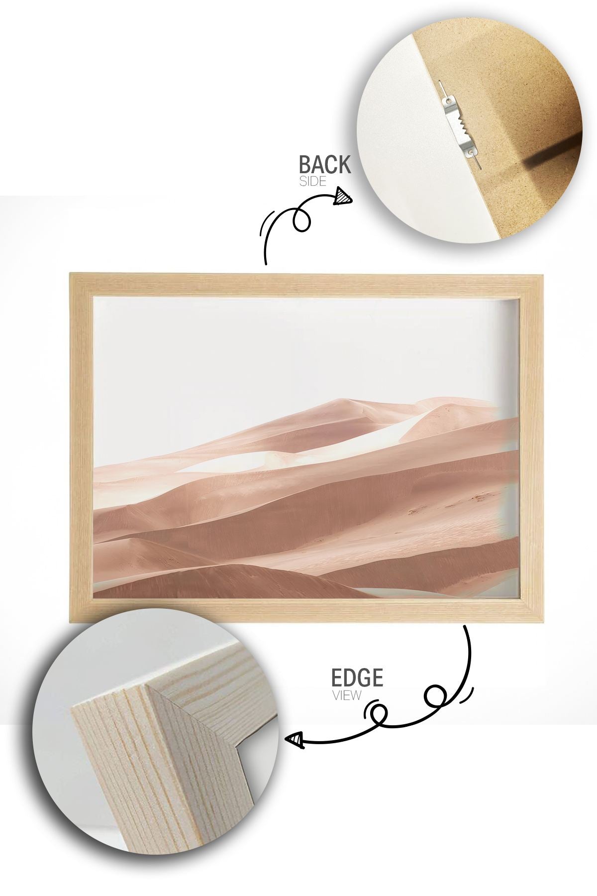 Quadro Decorativo Multicolor com Moldura de Madeira Maciça - 33x48cm - Impressão Digital de Alta Qualidade