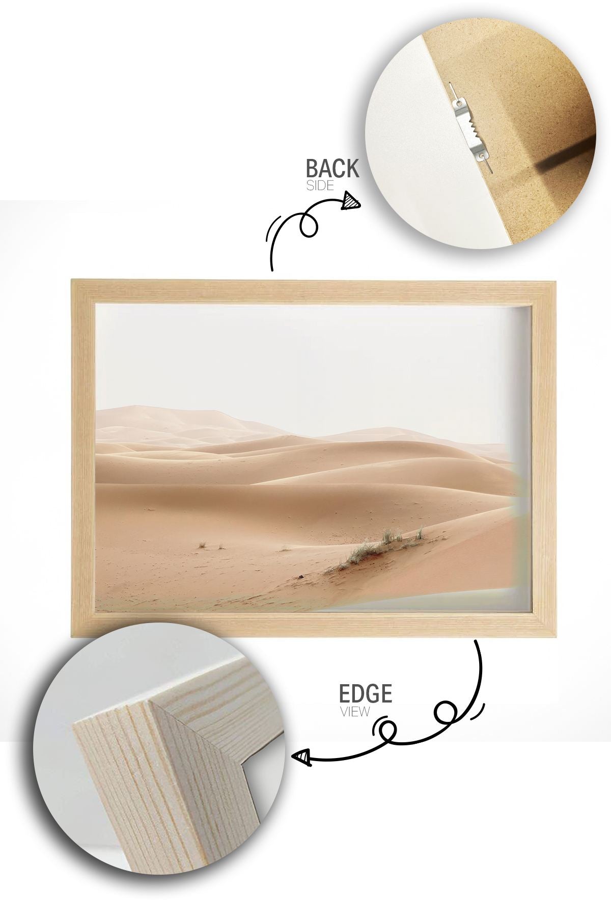 Quadro Decorativo Multicolor com Moldura de Madeira Maciça - 33x48cm - Impressão Digital de Alta Qualidade