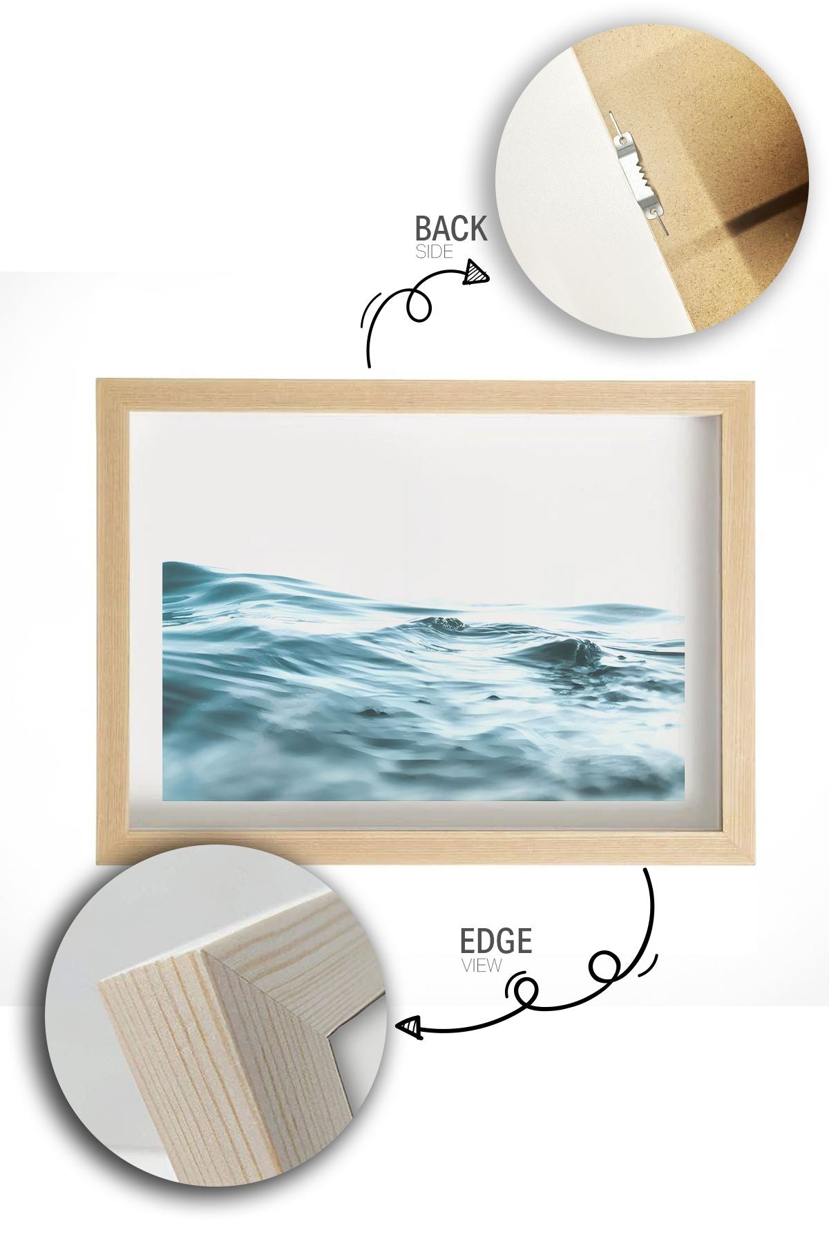 Quadro Decorativo Multicolor com Moldura de Madeira Maciça - 33x48cm - Impressão Digital de Alta Qualidade