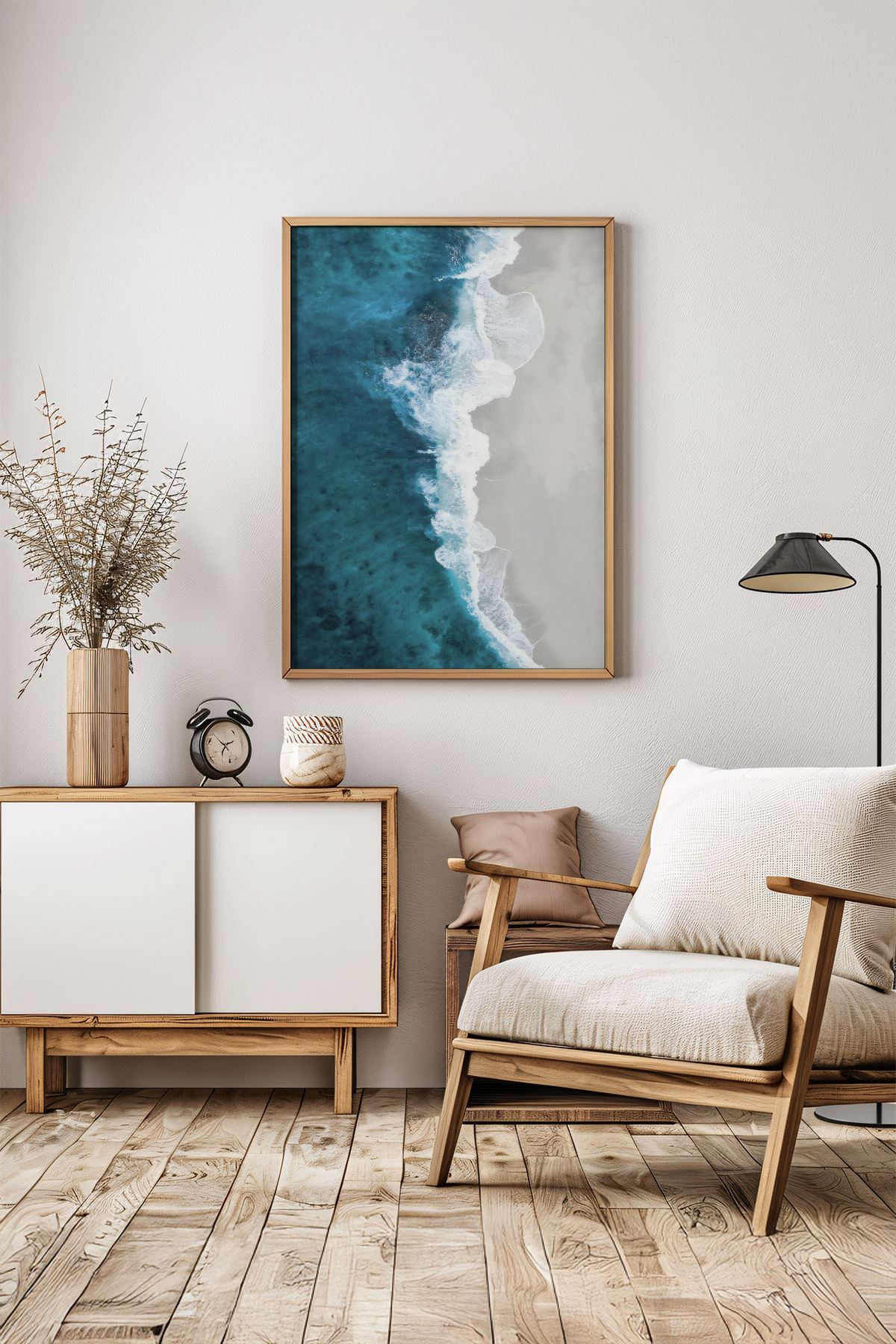 Quadro Decorativo Multicolor com Moldura de Madeira Maciça - 33x48cm - Impressão Digital de Alta Qualidade