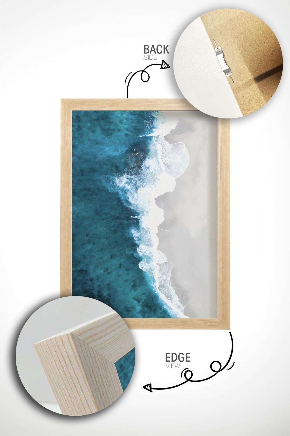 Quadro Decorativo Multicolor com Moldura de Madeira Maciça - 33x48cm - Impressão Digital de Alta Qualidade