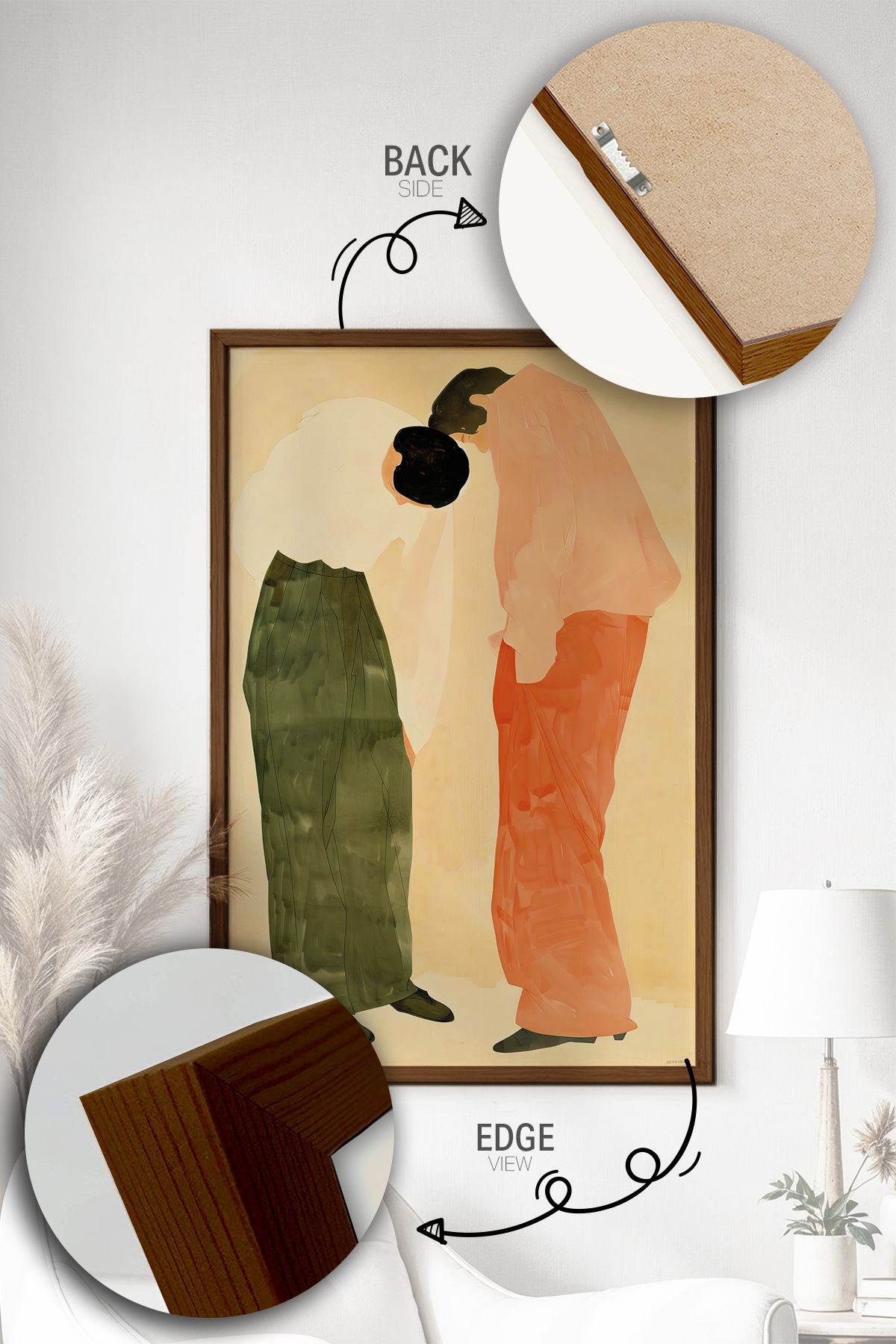 Quadro Decorativo Emoldurado Multicolor 33x48cm - Moldura Madeira Maciça 2cm