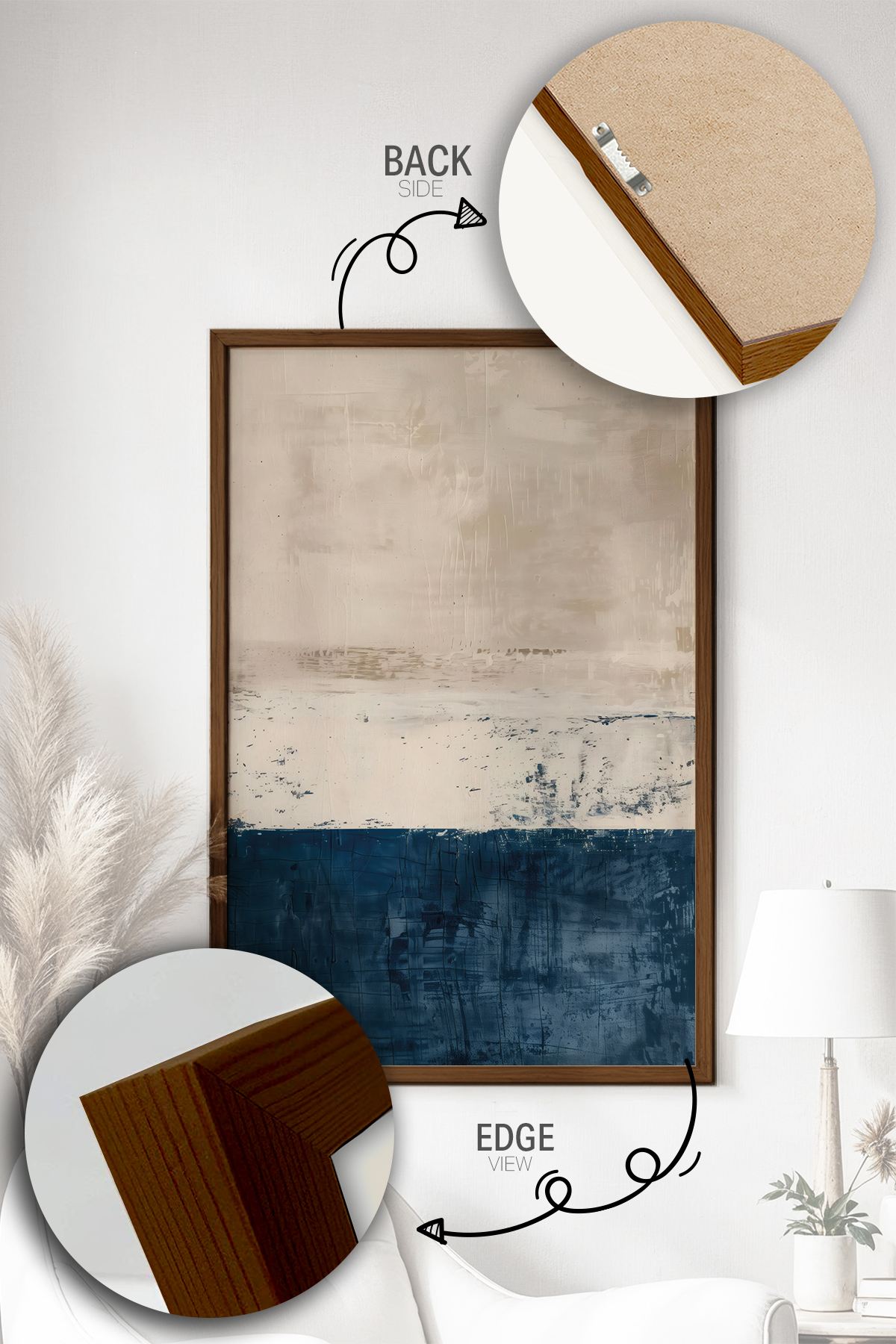 Quadro Decorativo Emoldurado Multicolor em Madeira Maciça 33x48cm - Impressão Digital de Alta Qualidade