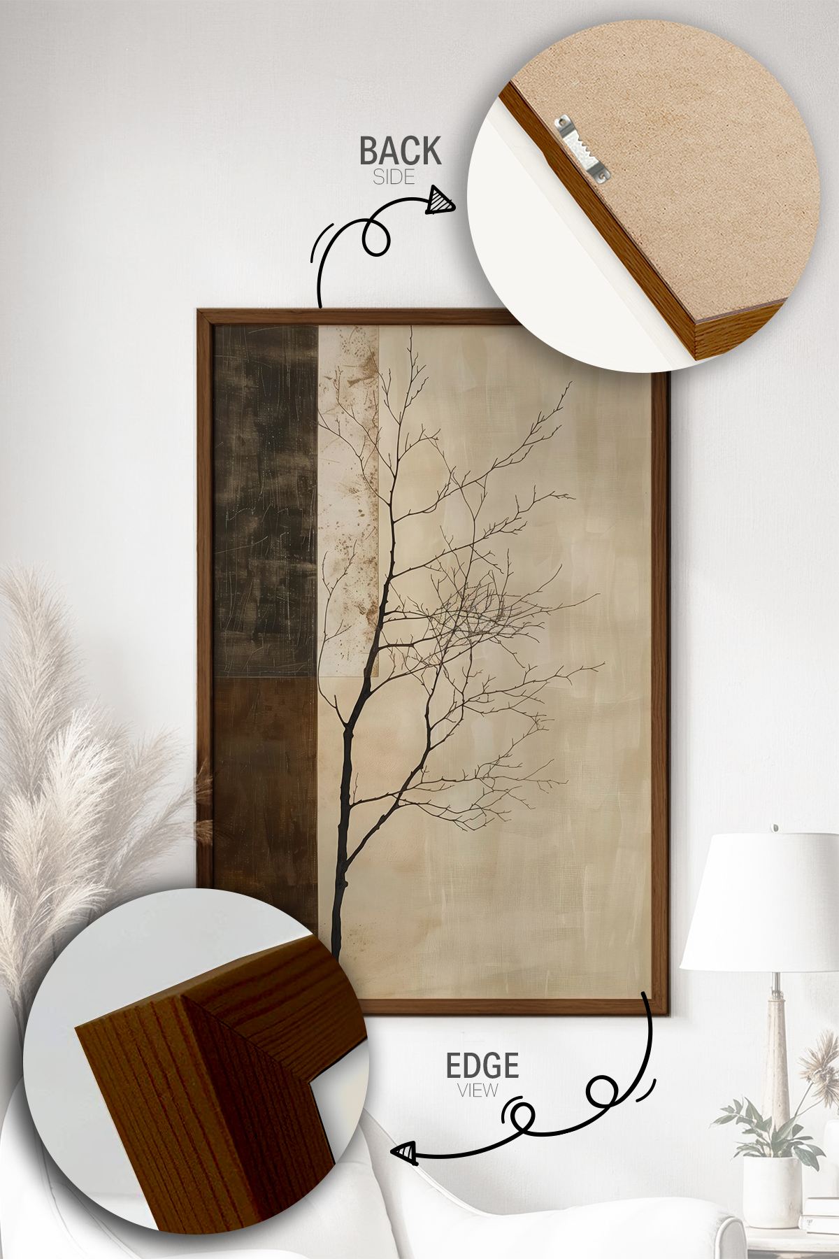 Quadro Decorativo Multicolor com Moldura de Madeira Maciça - Impressão Digital 33x48cm