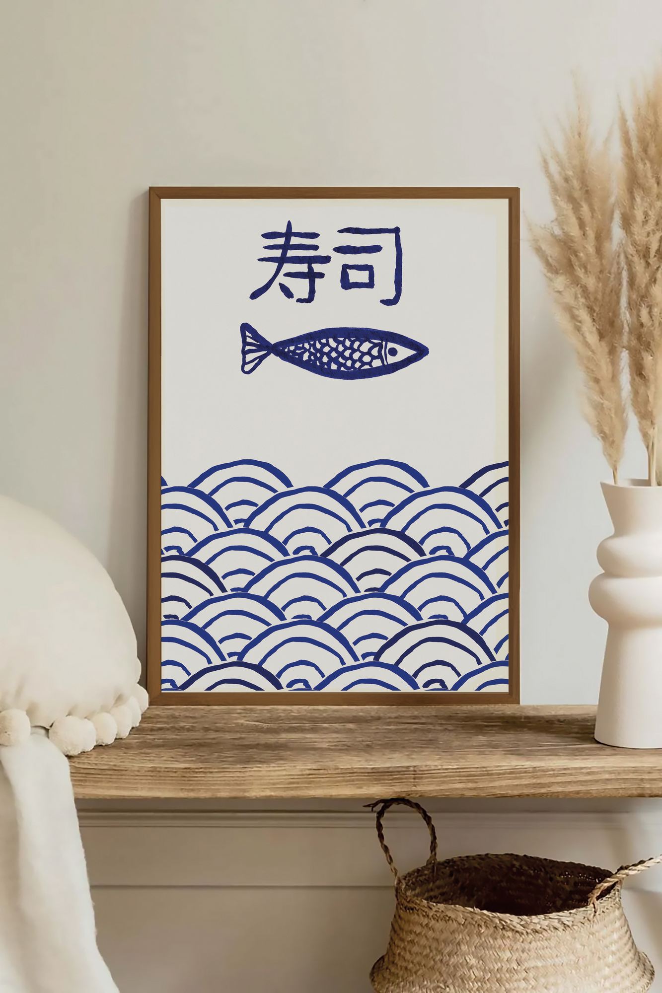 Quadro Decorativo Multicolor com Moldura de Madeira Maciça - Impressão Digital 33x48cm