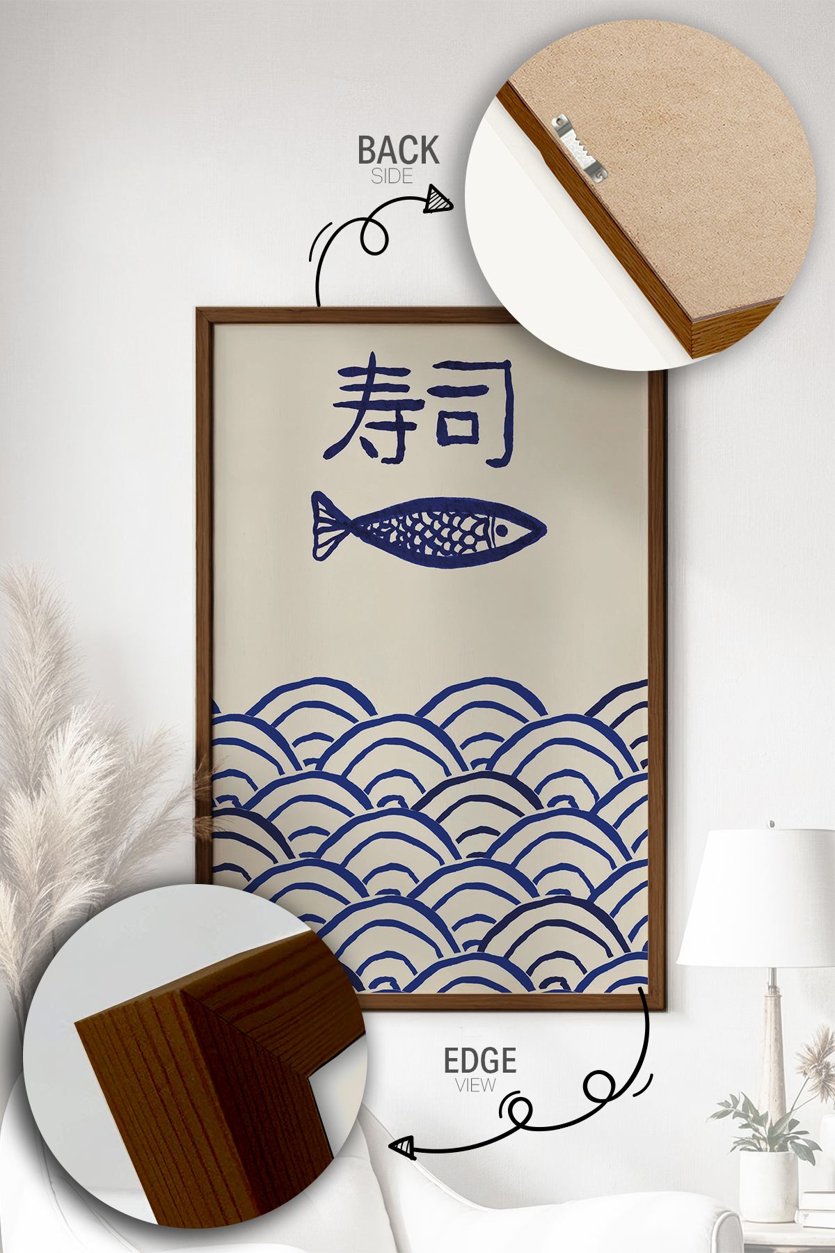 Quadro Decorativo Multicolor com Moldura de Madeira Maciça - Impressão Digital 33x48cm