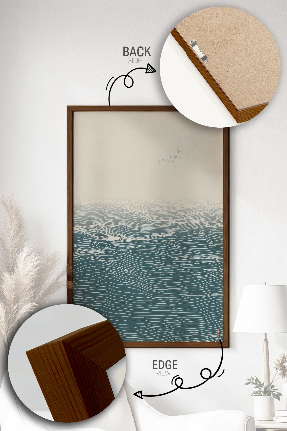 Quadro Decorativo Multicolor com Moldura de Madeira Maciça - Impressão Digital 33x48cm