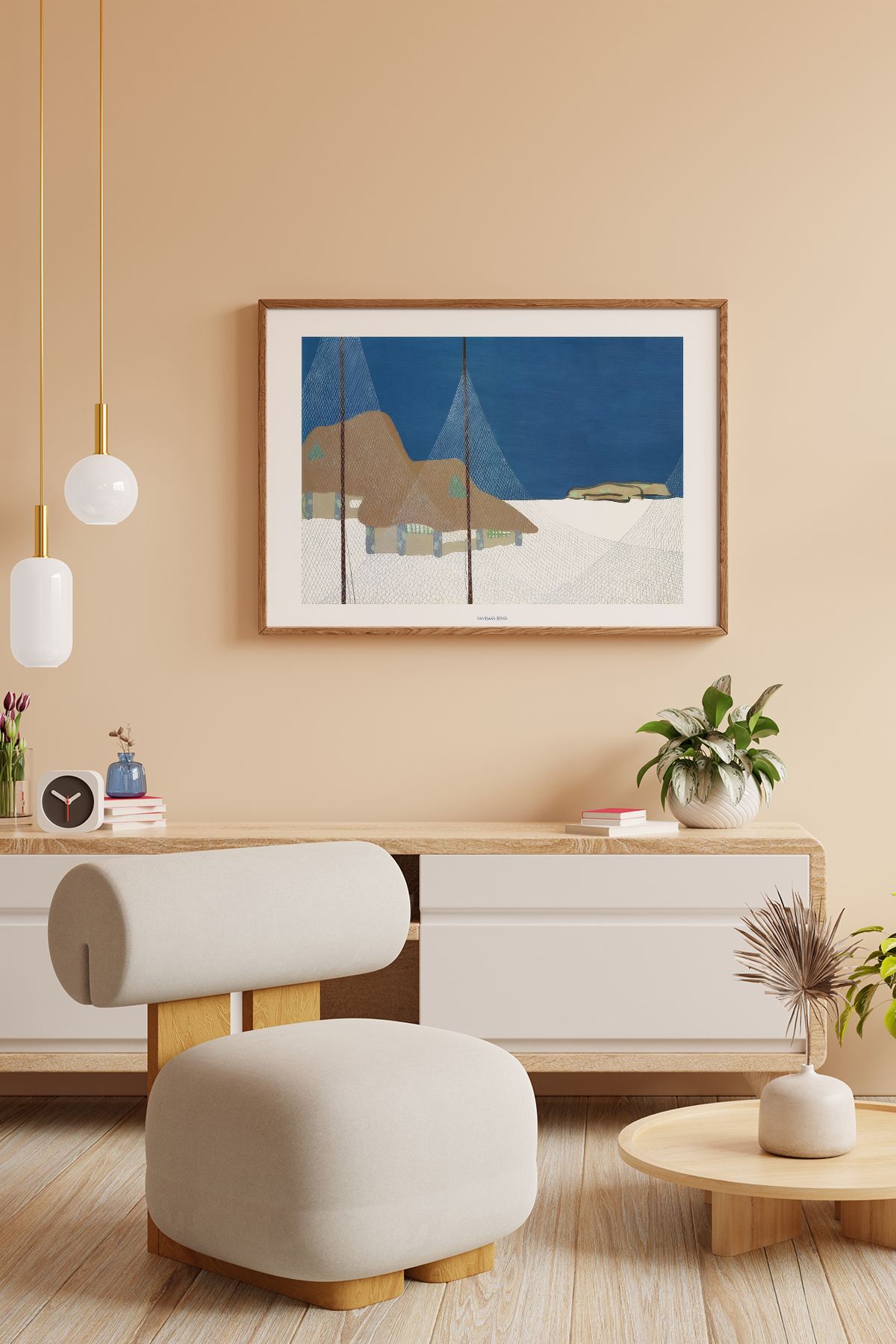 Quadro Decorativo Multicolor com Moldura de Madeira Maciça - Impressão Digital 33x48cm