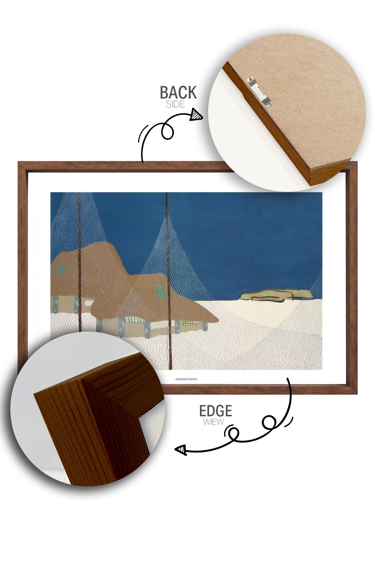 Quadro Decorativo Multicolor com Moldura de Madeira Maciça - Impressão Digital 33x48cm