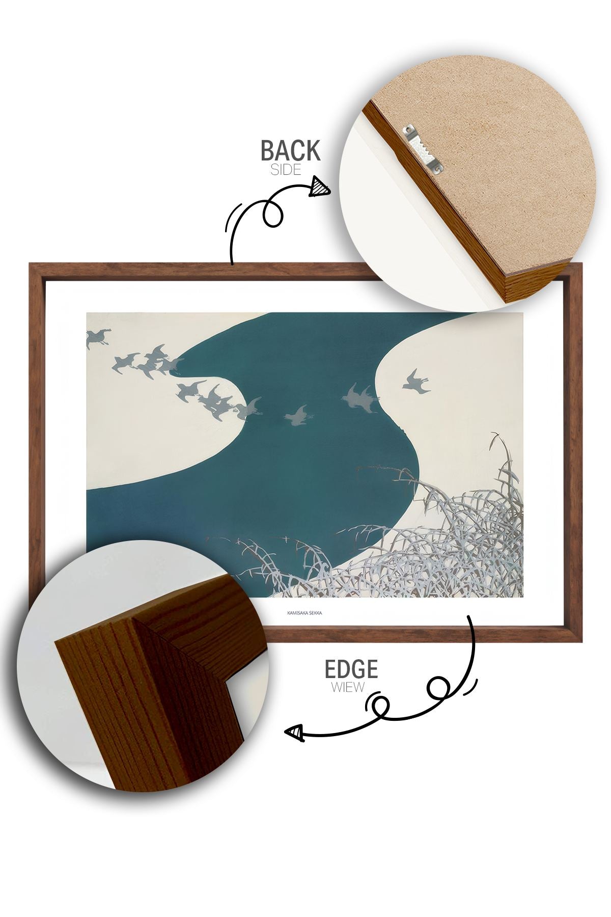 Quadro Decorativo Multicolor com Moldura de Madeira Maciça - Impressão Digital 33x48cm