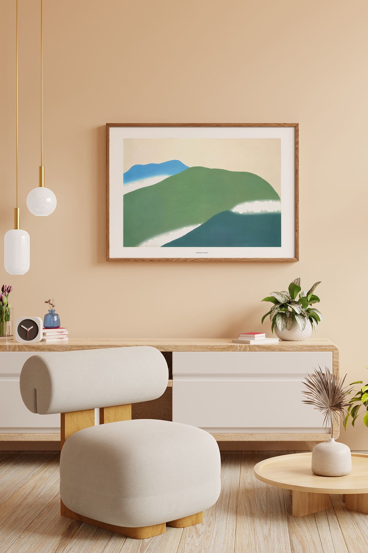 Quadro Decorativo Emoldurado Multicolor 33x48cm - Moldura Madeira Maciça - Arte Digital Premium