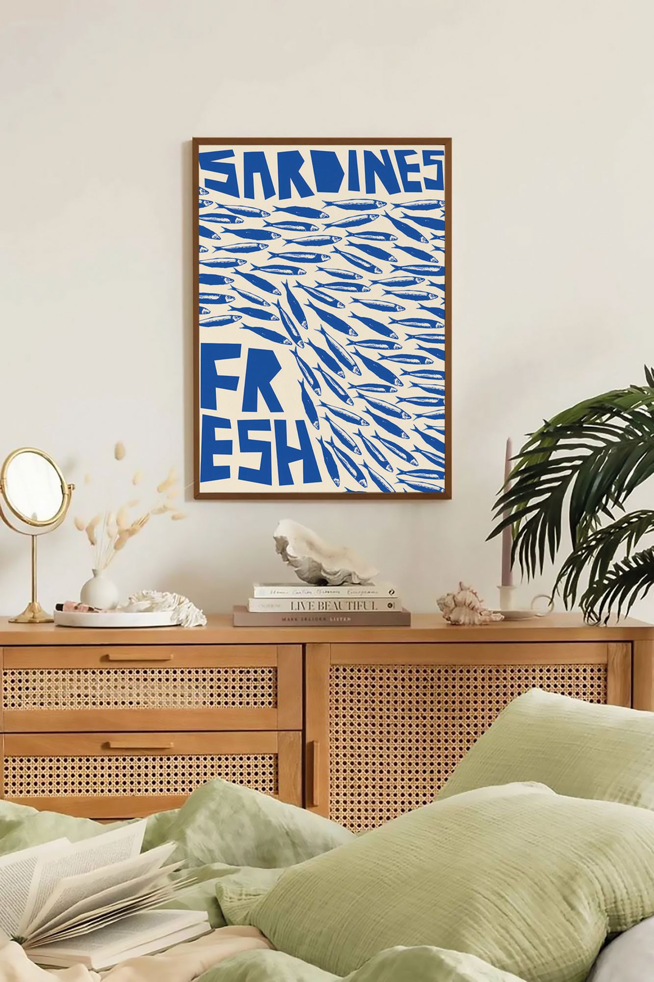 Quadro Decorativo Multicolor com Moldura de Madeira Maciça - Impressão Digital 33x48cm