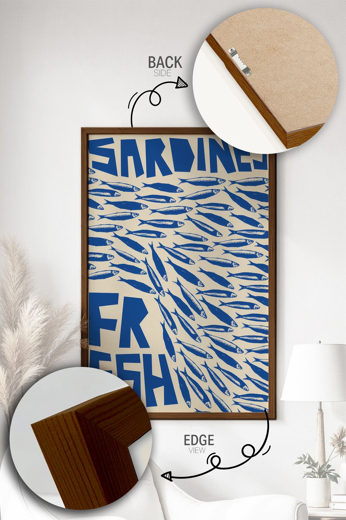 Quadro Decorativo Multicolor com Moldura de Madeira Maciça - Impressão Digital 33x48cm