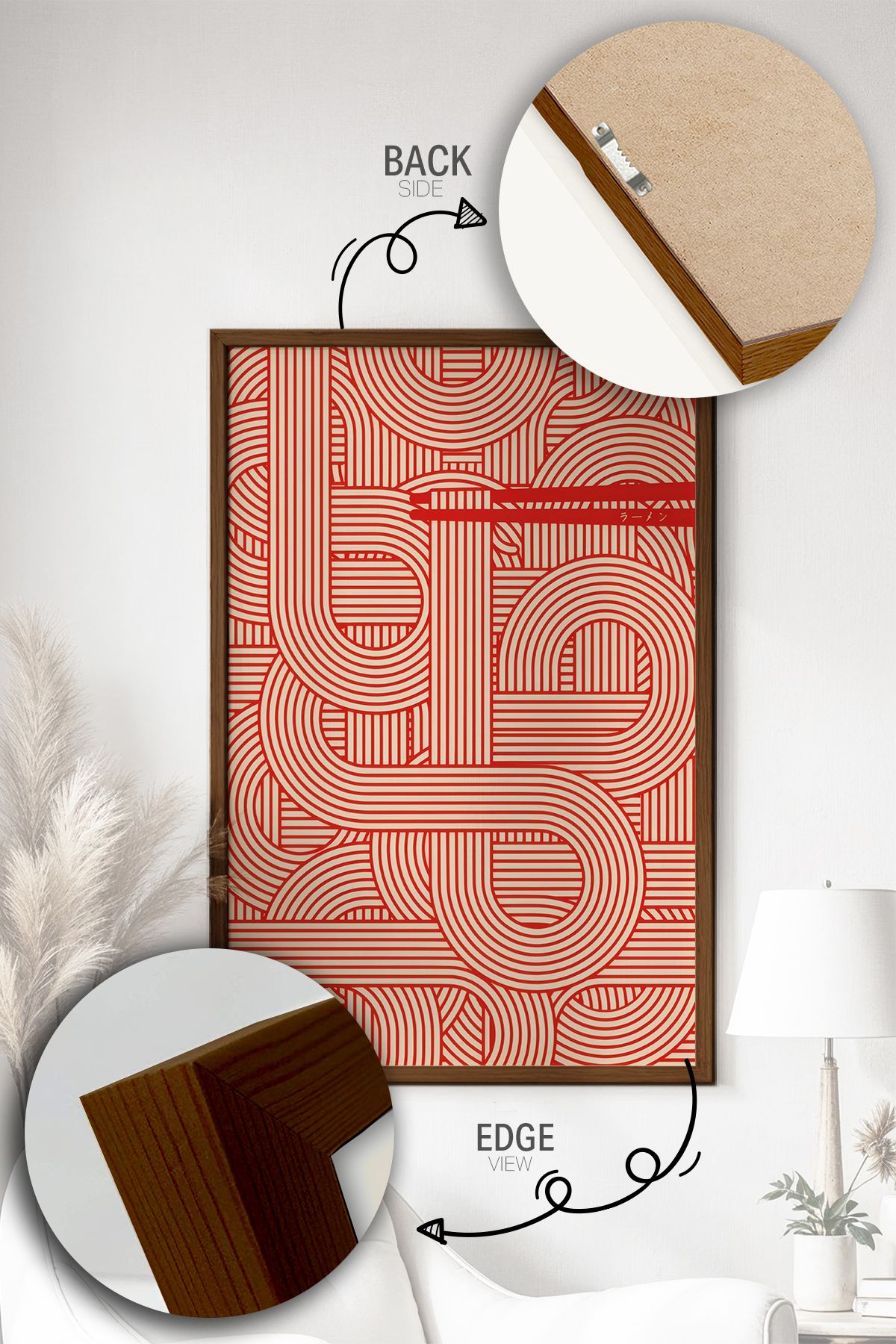 Quadro Decorativo Multicolor com Moldura de Madeira Maciça - Impressão Digital 33x48cm