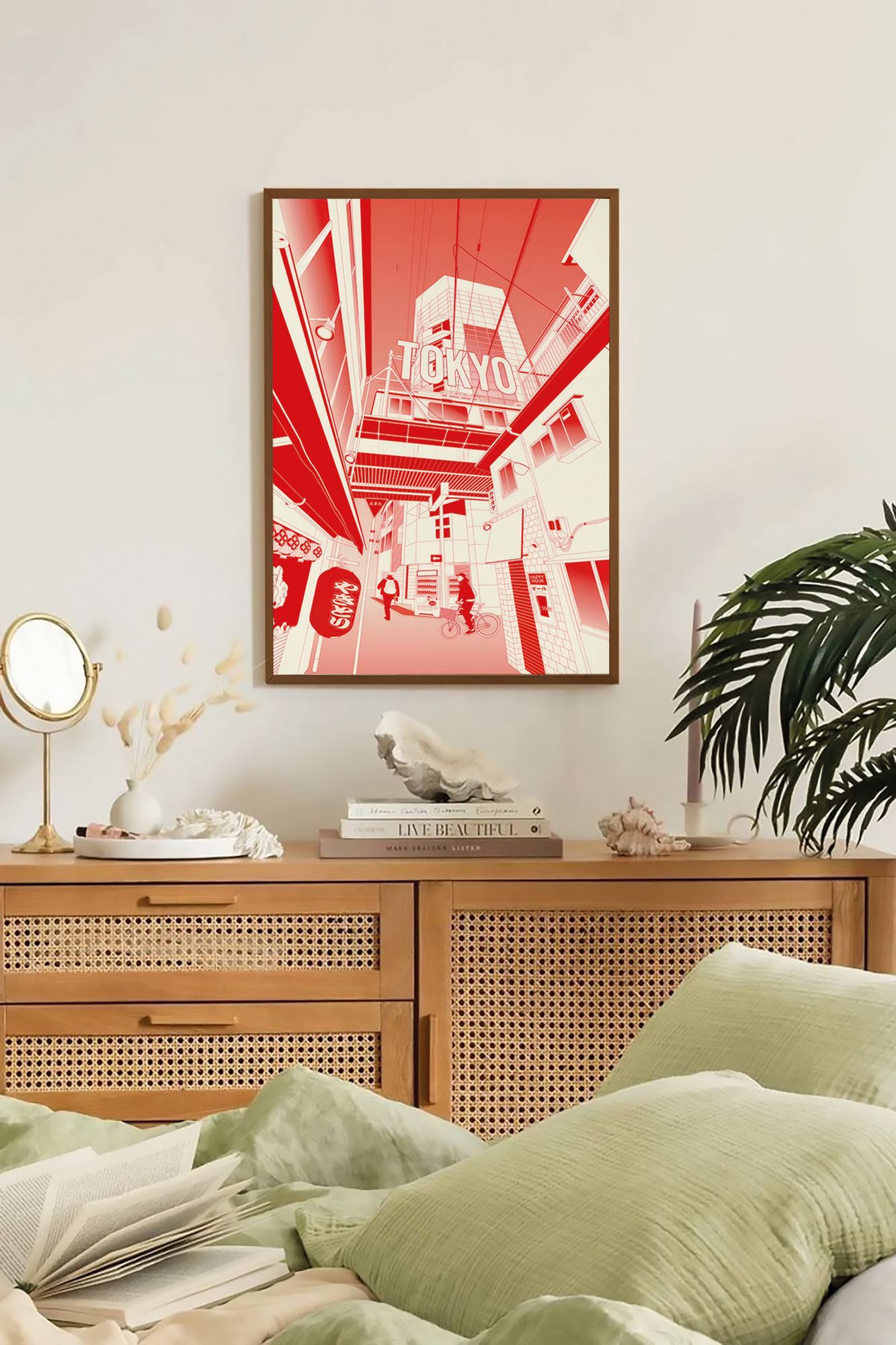 Quadro Decorativo Multicolor com Moldura de Madeira Maciça - Impressão Digital 33x48cm