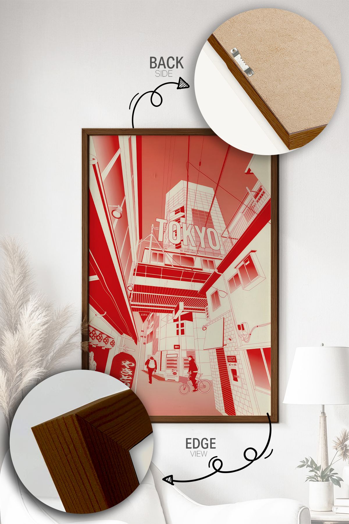 Quadro Decorativo Multicolor com Moldura de Madeira Maciça - Impressão Digital 33x48cm