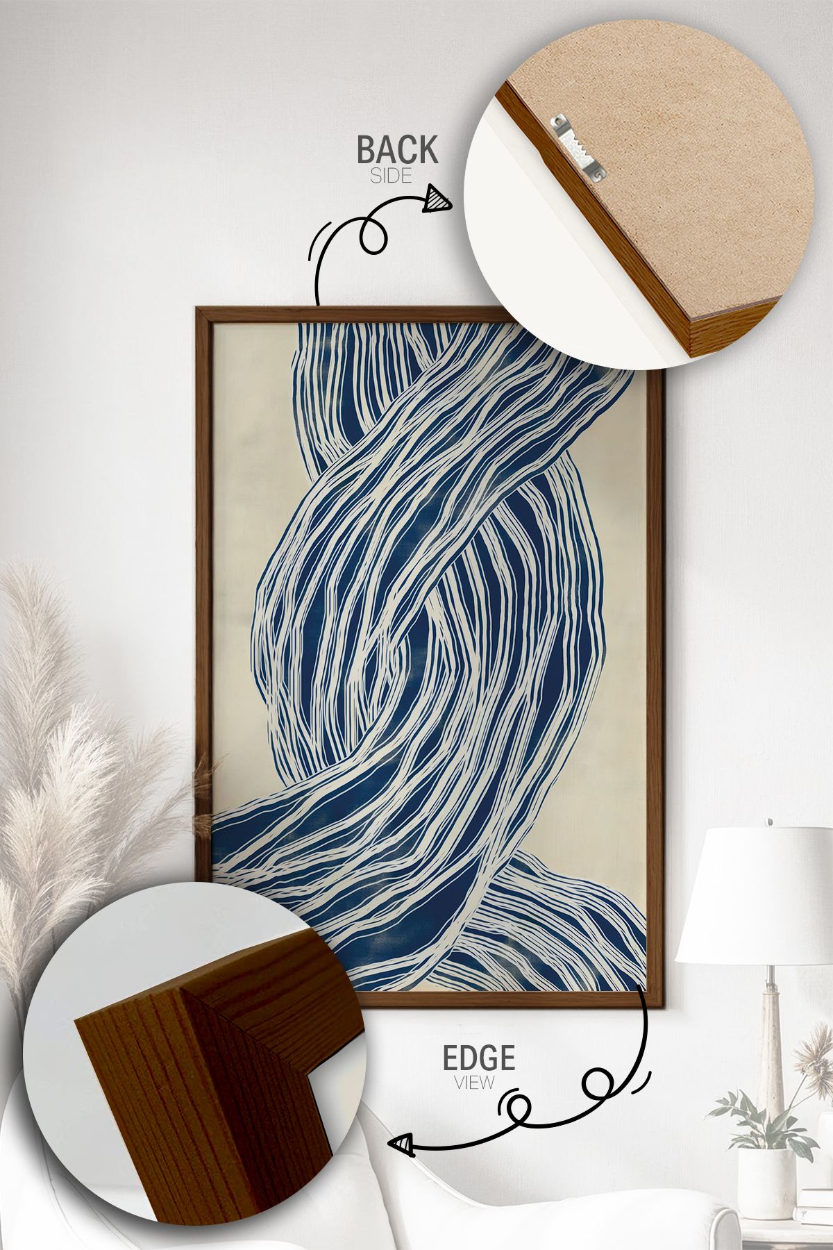 Quadro Decorativo com Moldura em Madeira Maciça (2 cm), Impressão Digital em MDF (2,7 mm), 33 x 48 cm, Multicolor