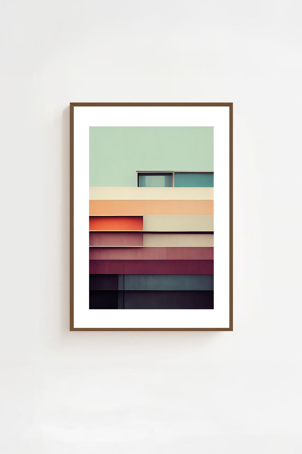 Quadro Decorativo Multicolor com Moldura de Madeira Maciça - Impressão Digital 33x48cm