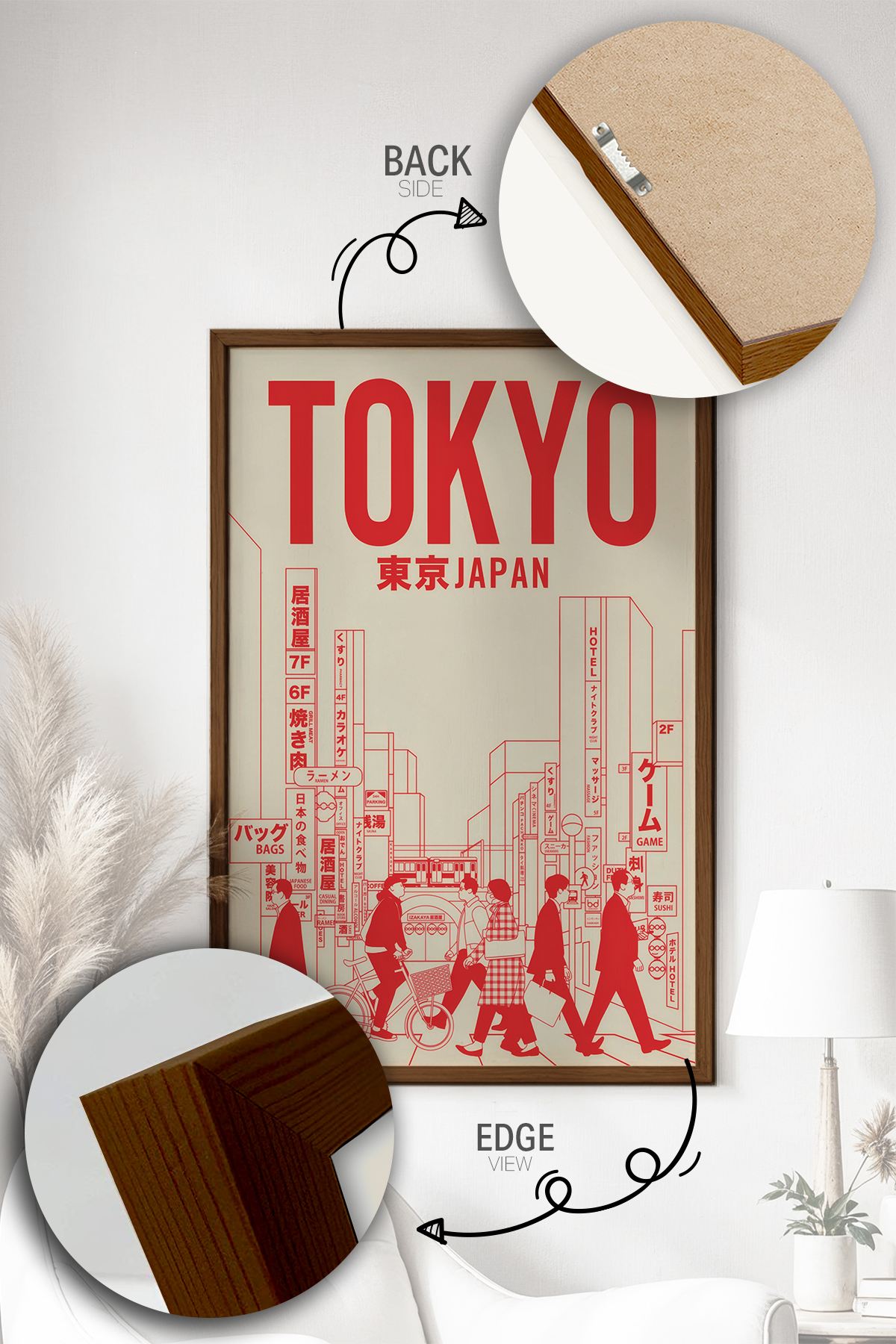 Quadro Decorativo Emoldurado Multicolor 33x48cm - Moldura Madeira Maciça - Arte Digital Premium