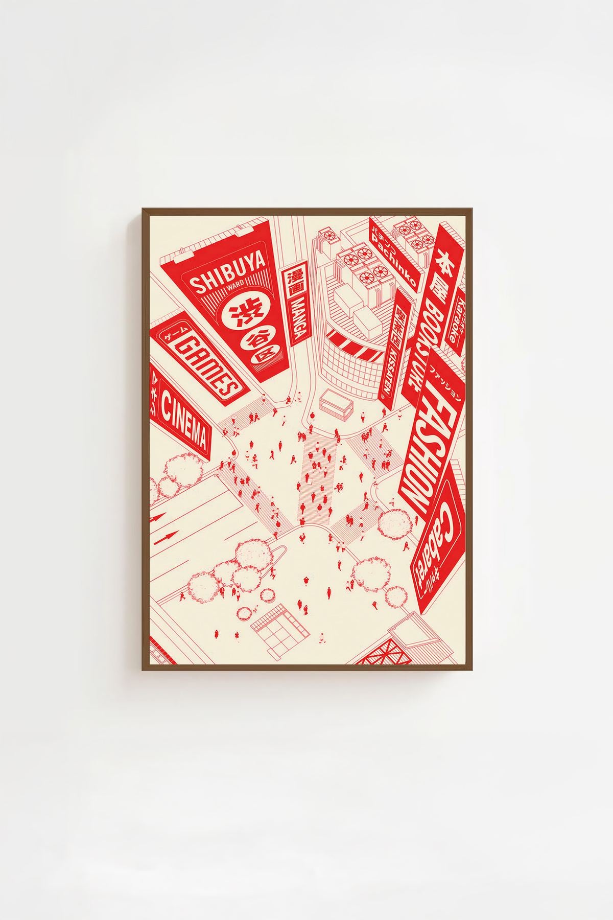 Quadro Decorativo Emoldurado Multicolor 33x48cm - Moldura Madeira Maciça 2cm