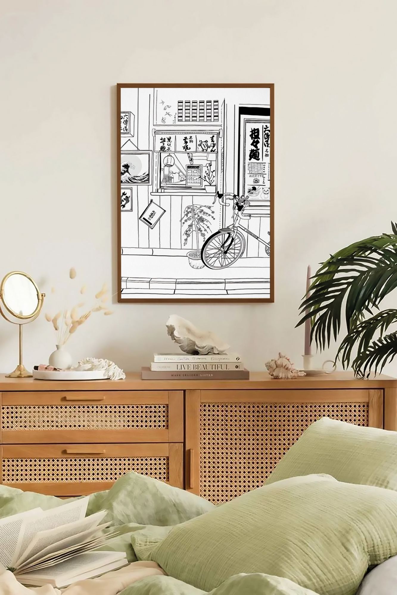 Quadro Decorativo Multicolor com Moldura de Madeira Maciça - Impressão Digital 33x48cm